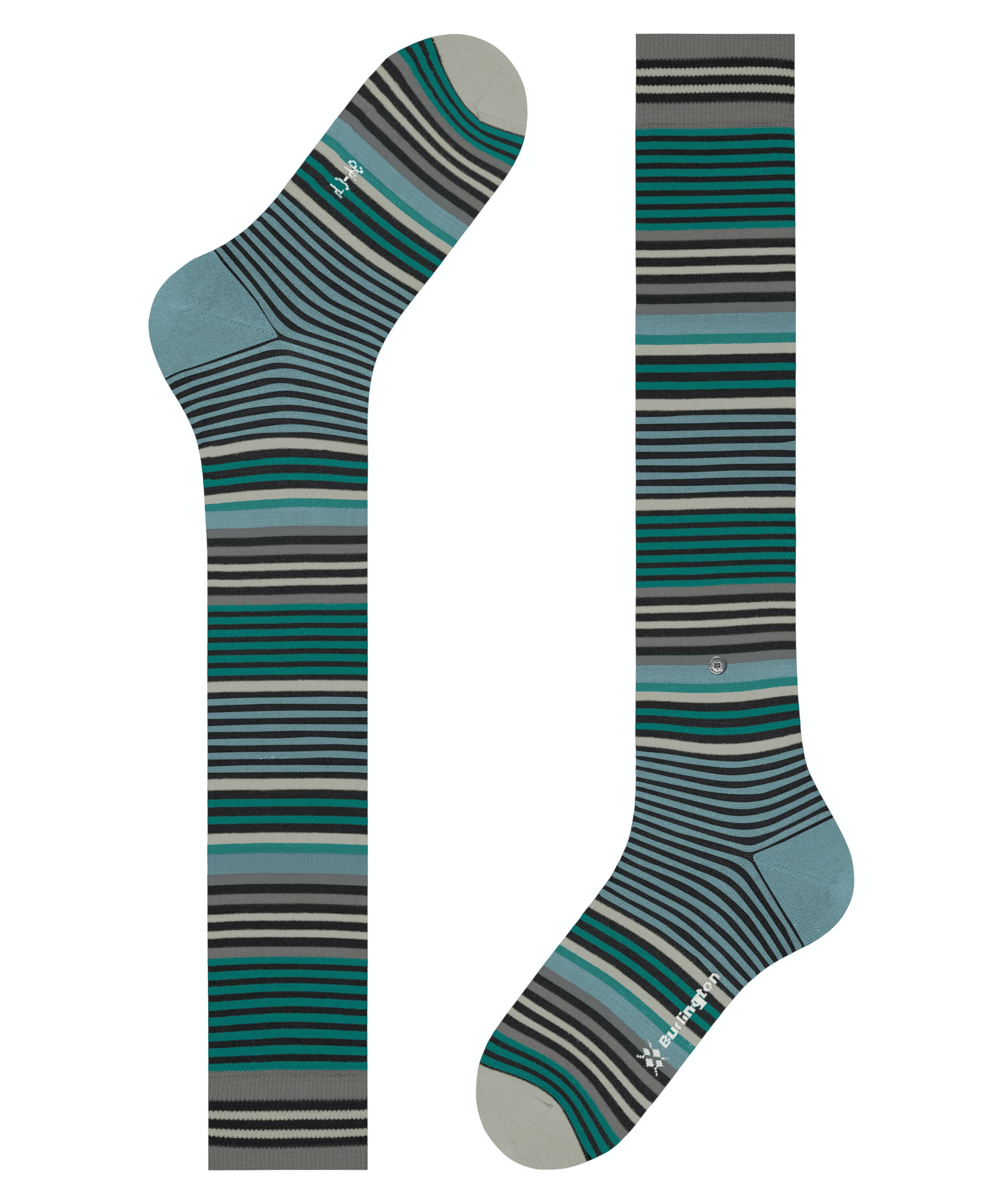 Burlington Stripe heren kniekousen, zwart (black)