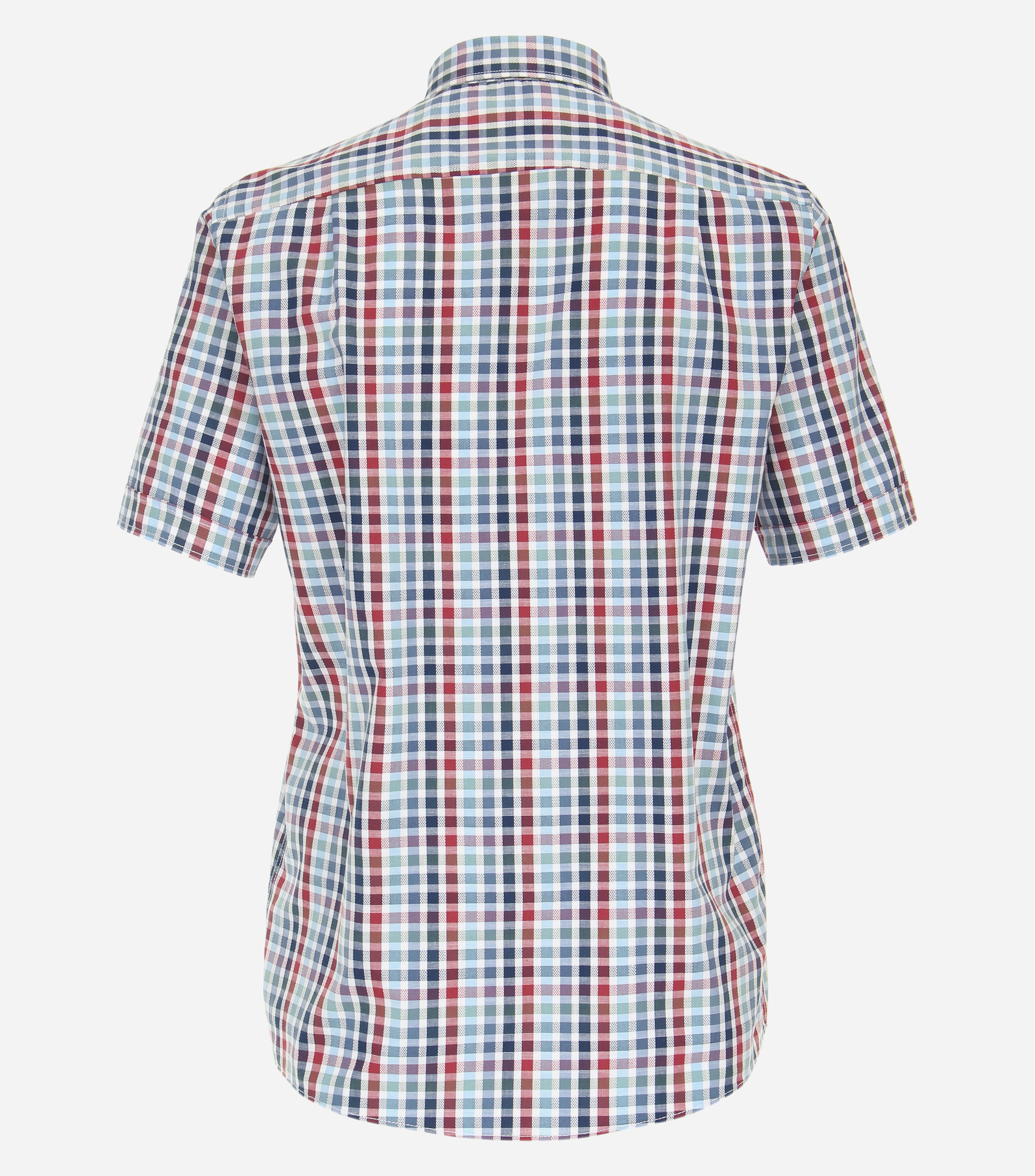 CASA MODA Sport comfort fit overhemd, korte mouw, dobby, blauw geruit