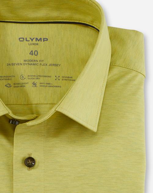OLYMP Luxor 24/7 modern fit overhemd, korte mouw, Dynamic Flex, lichtgroen