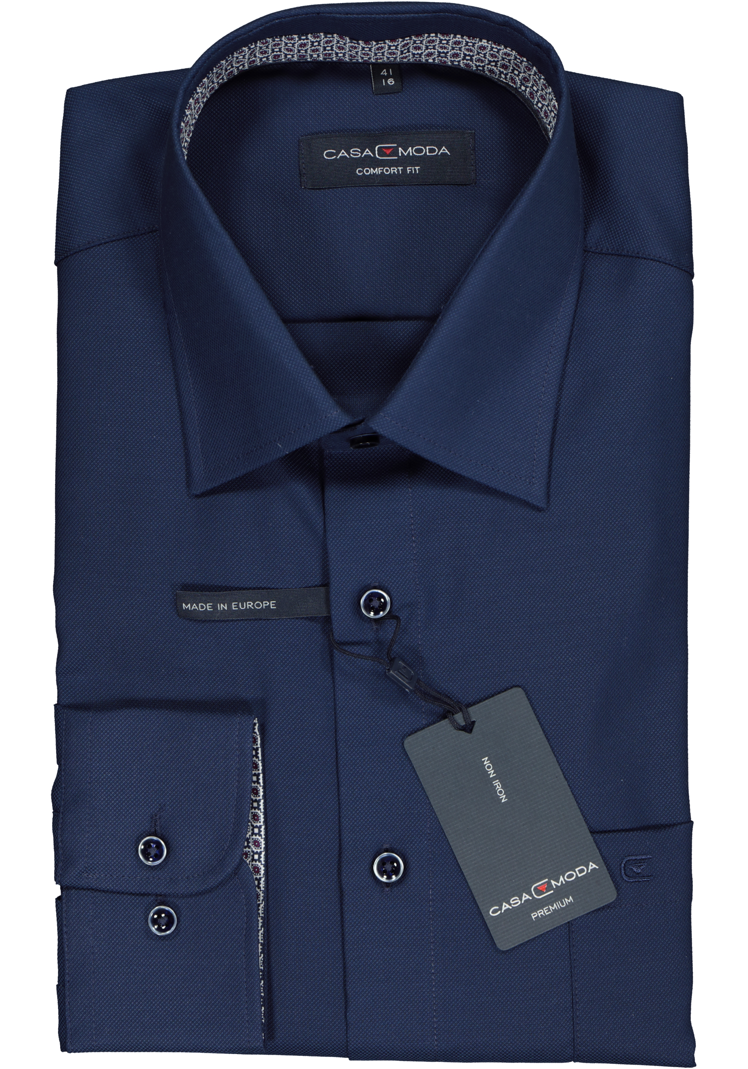 CASA MODA comfort fit overhemd, blauw structuur (contrast)