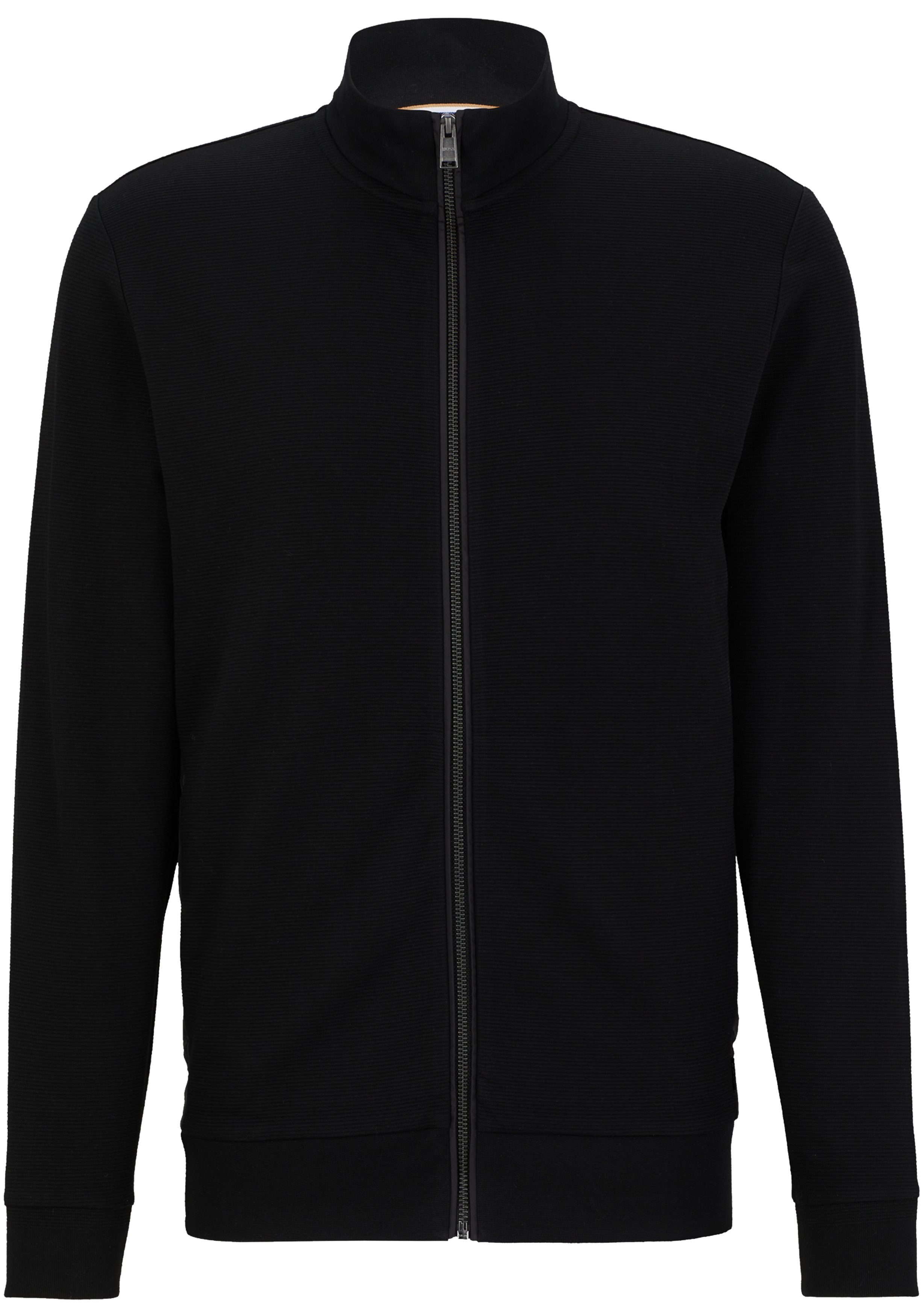 BOSS Shepherd regular fit vest katoen, heren sweatvest middeldik, zwart