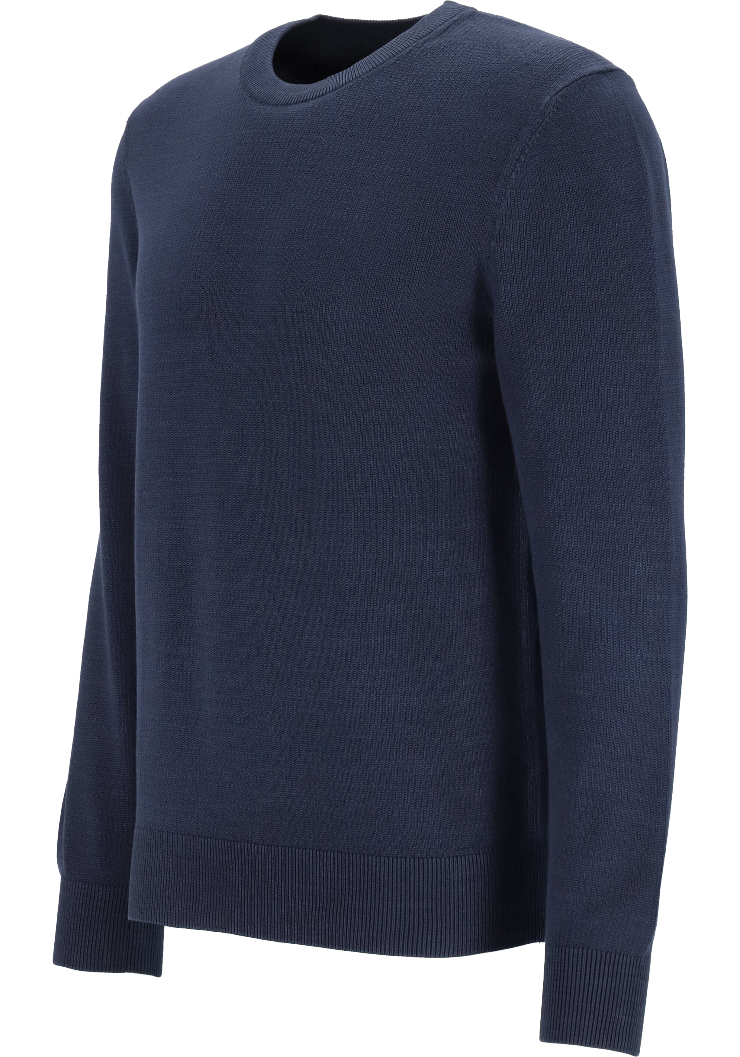Marc O'Polo regular fit pullover, heren trui katoen met O-hals, donkerblauw (middeldik)
