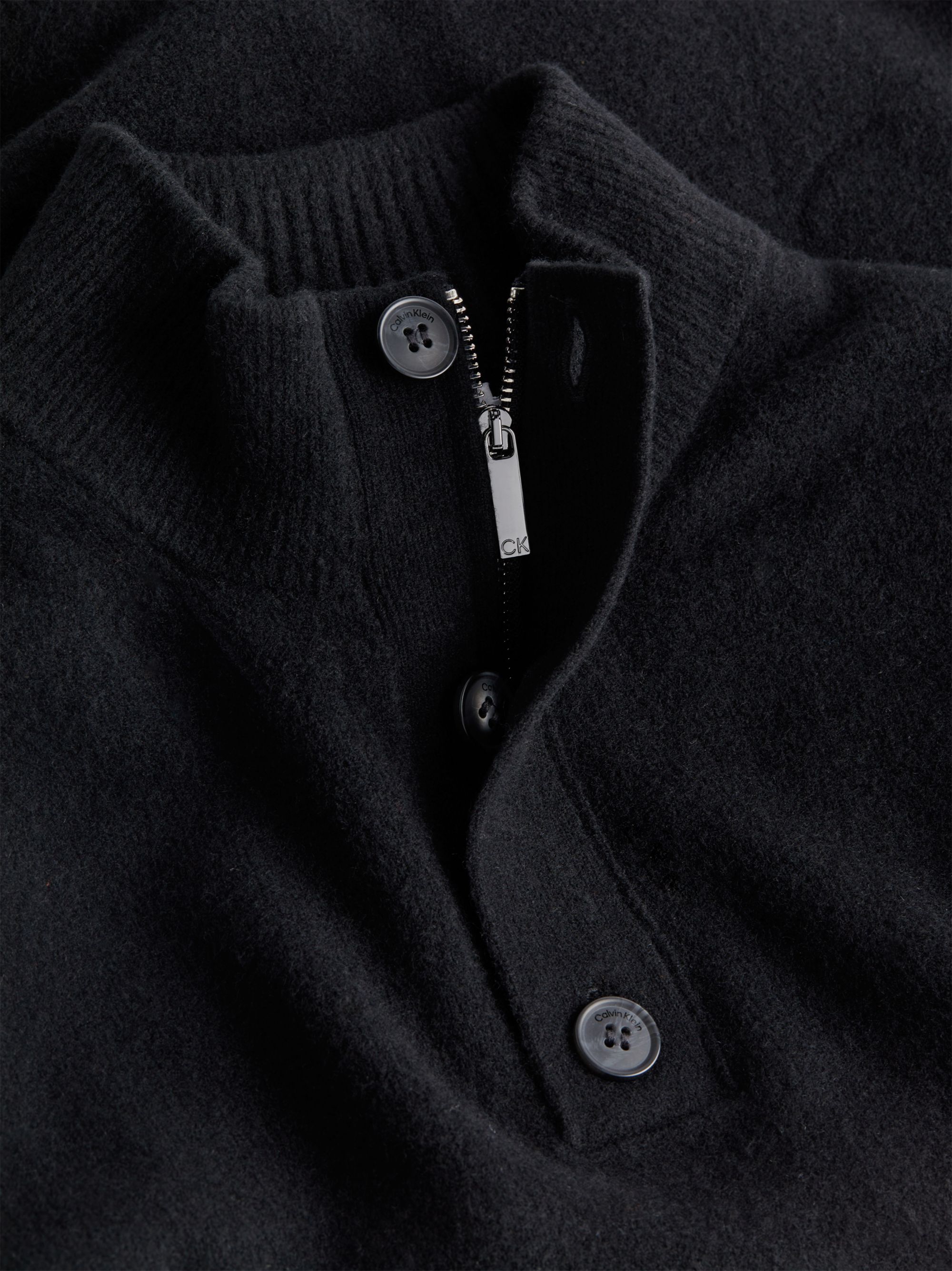Calvin Klein heren schipperstrui wolmengsel, Lycra Blend Button Quarter Zip, zwart