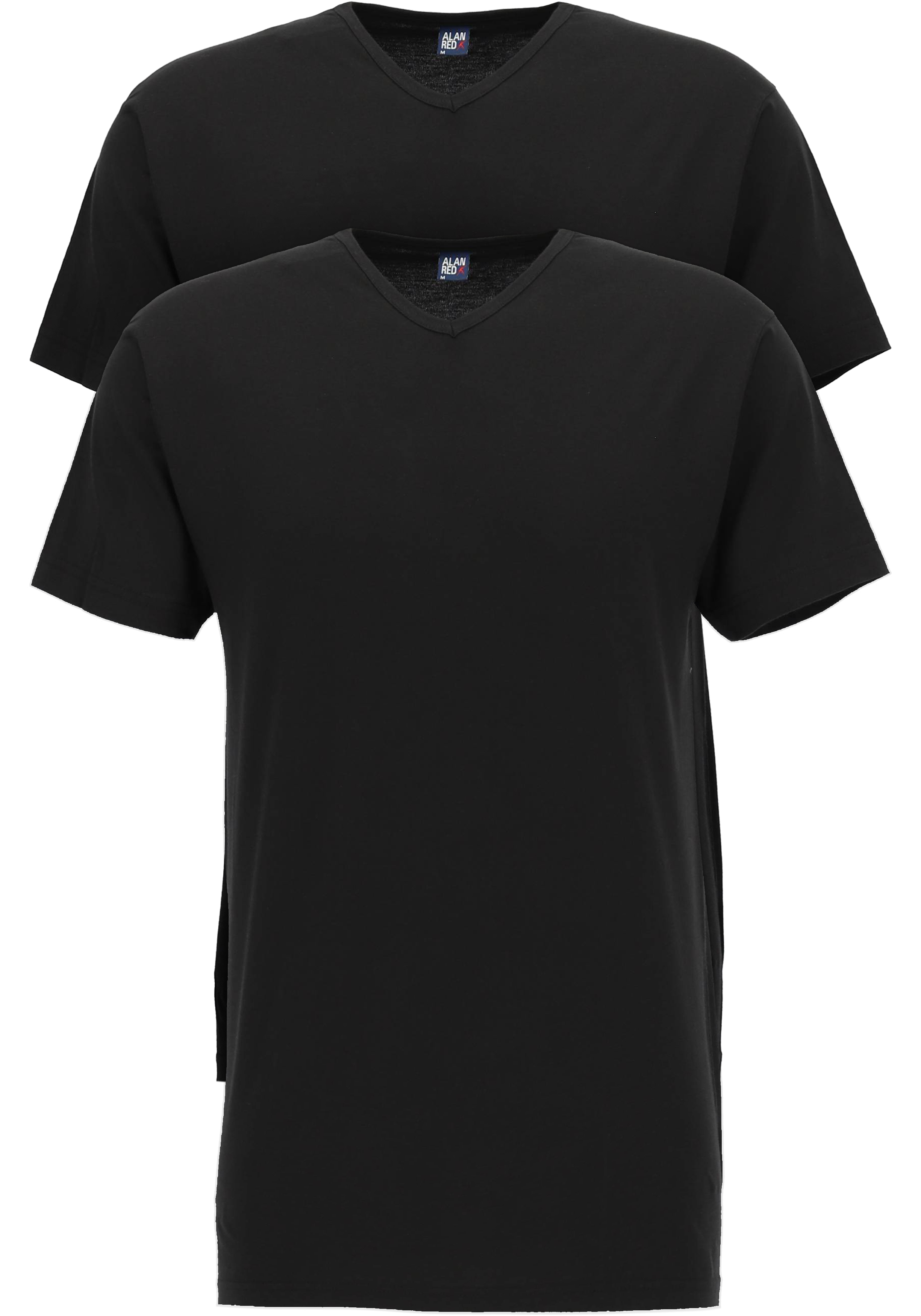 ALAN RED T-shirts Vermont extra lang (2-pack), V-hals, zwart