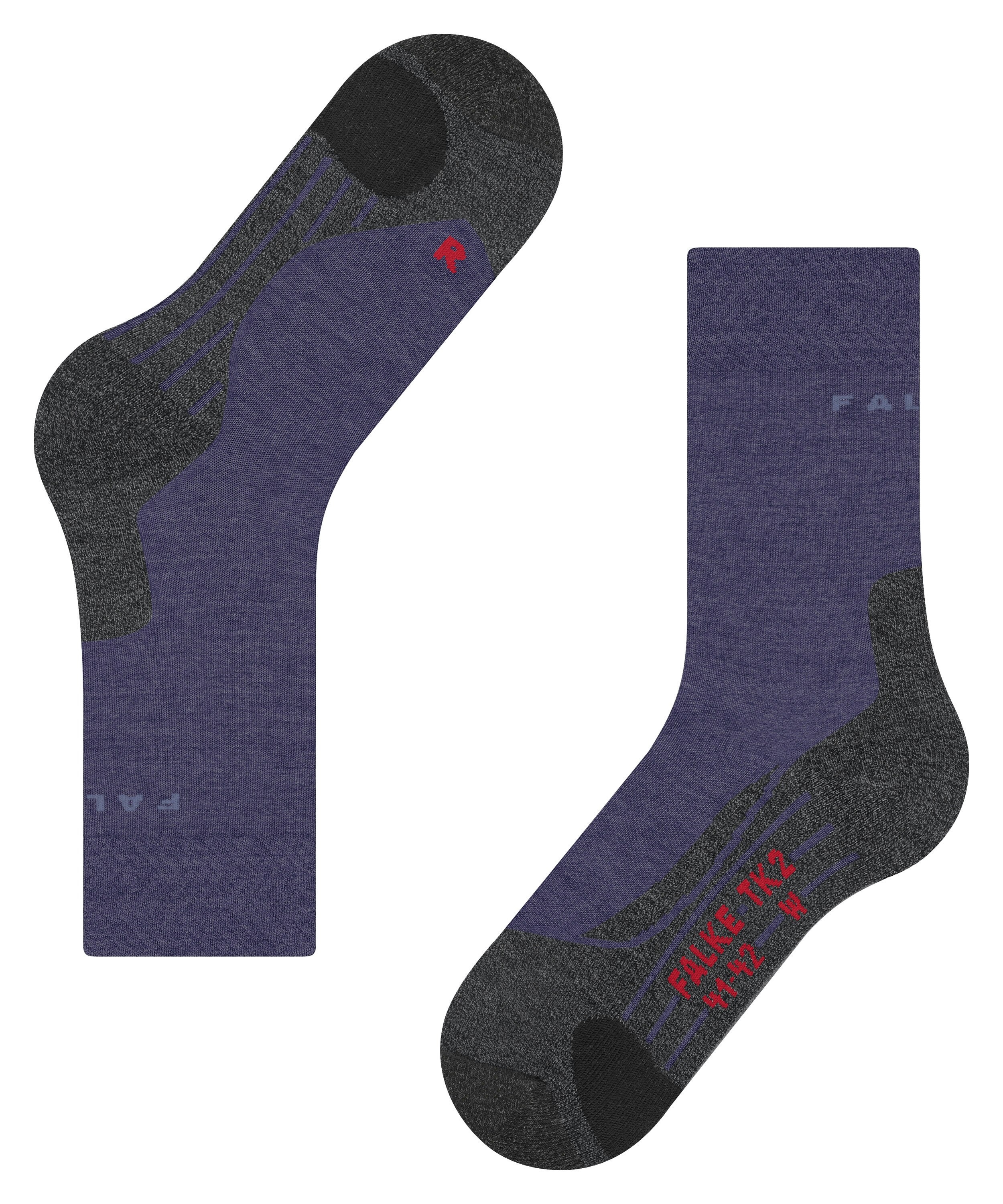 FALKE TK2 Explore Melange dames trekking sokken,  (viola)