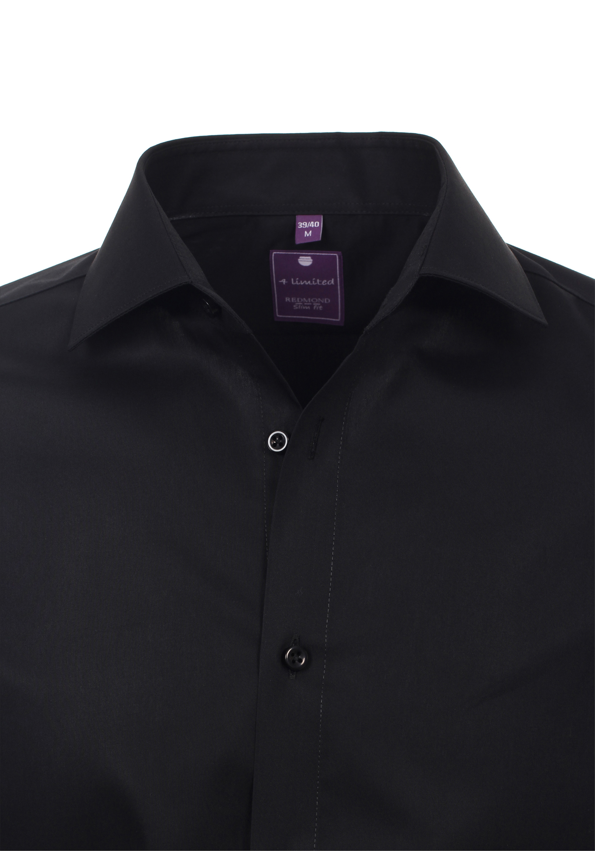 Redmond slim fit overhemd, zwart