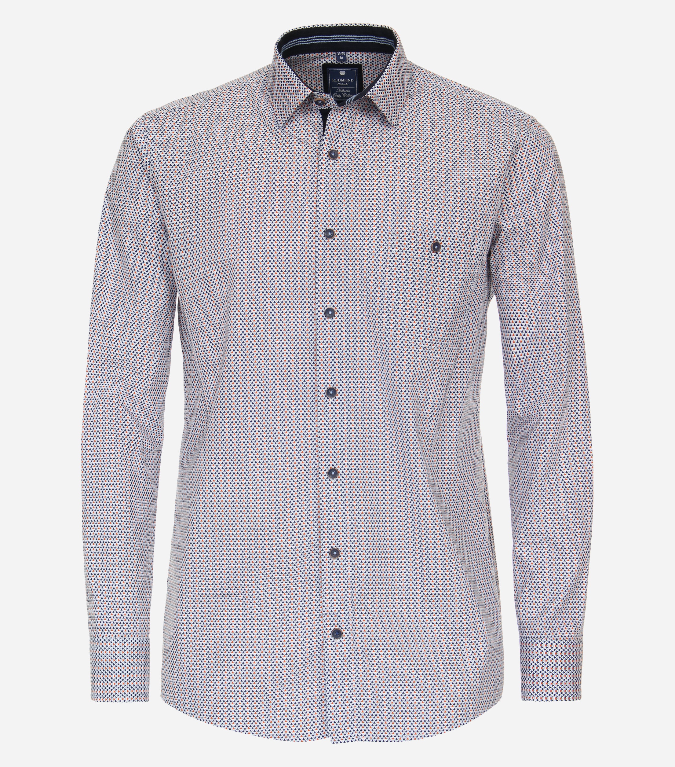 Redmond comfort fit overhemd, popeline, blauw dessin