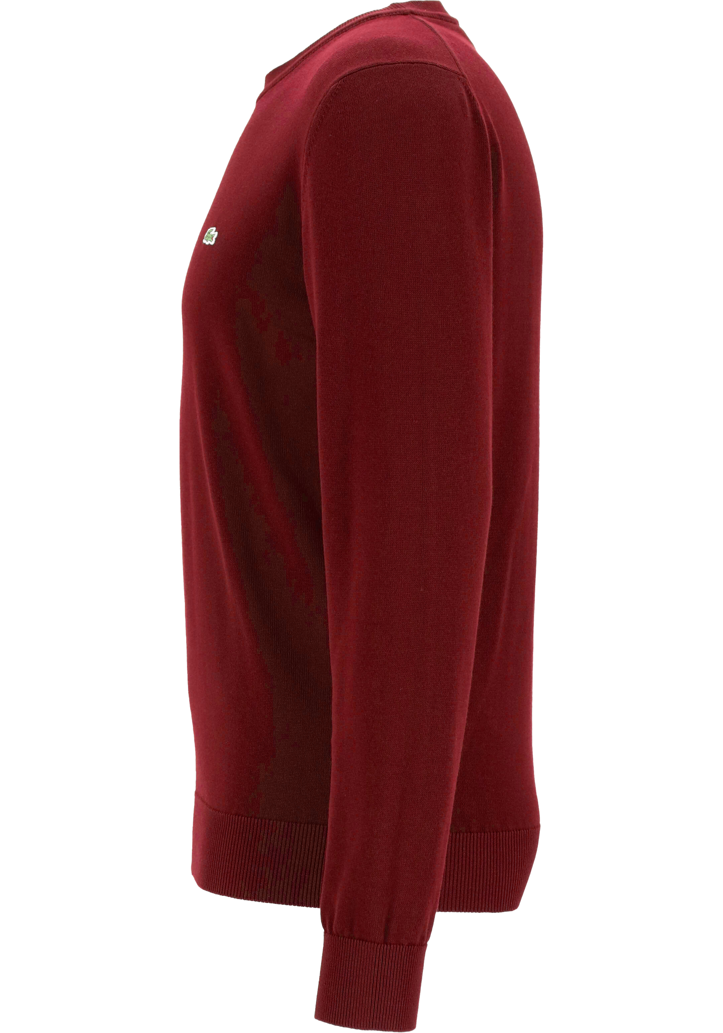Lacoste trui katoen O-hals, gebreide heren trui, cranberry rood