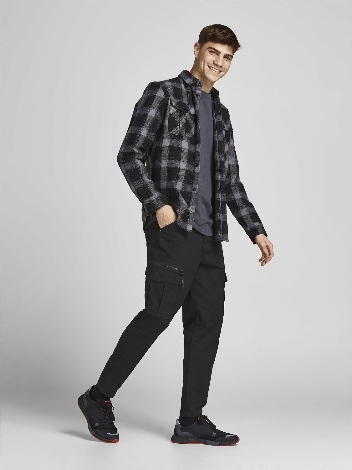 JACK & JONES Ace Dex Tapered loose fit, heren cargo broek, zwart