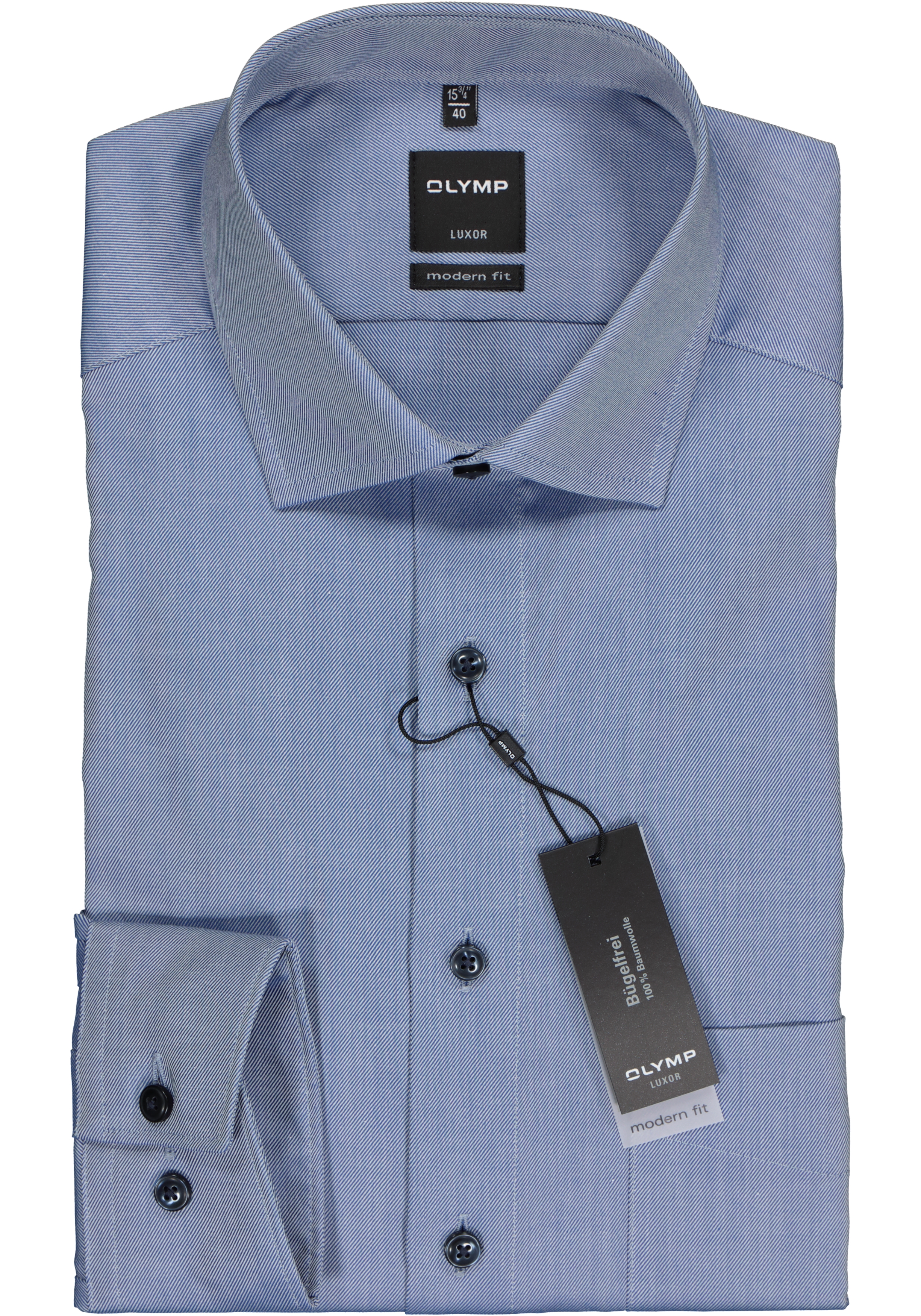 OLYMP Luxor modern fit overhemd, marine blauw twill