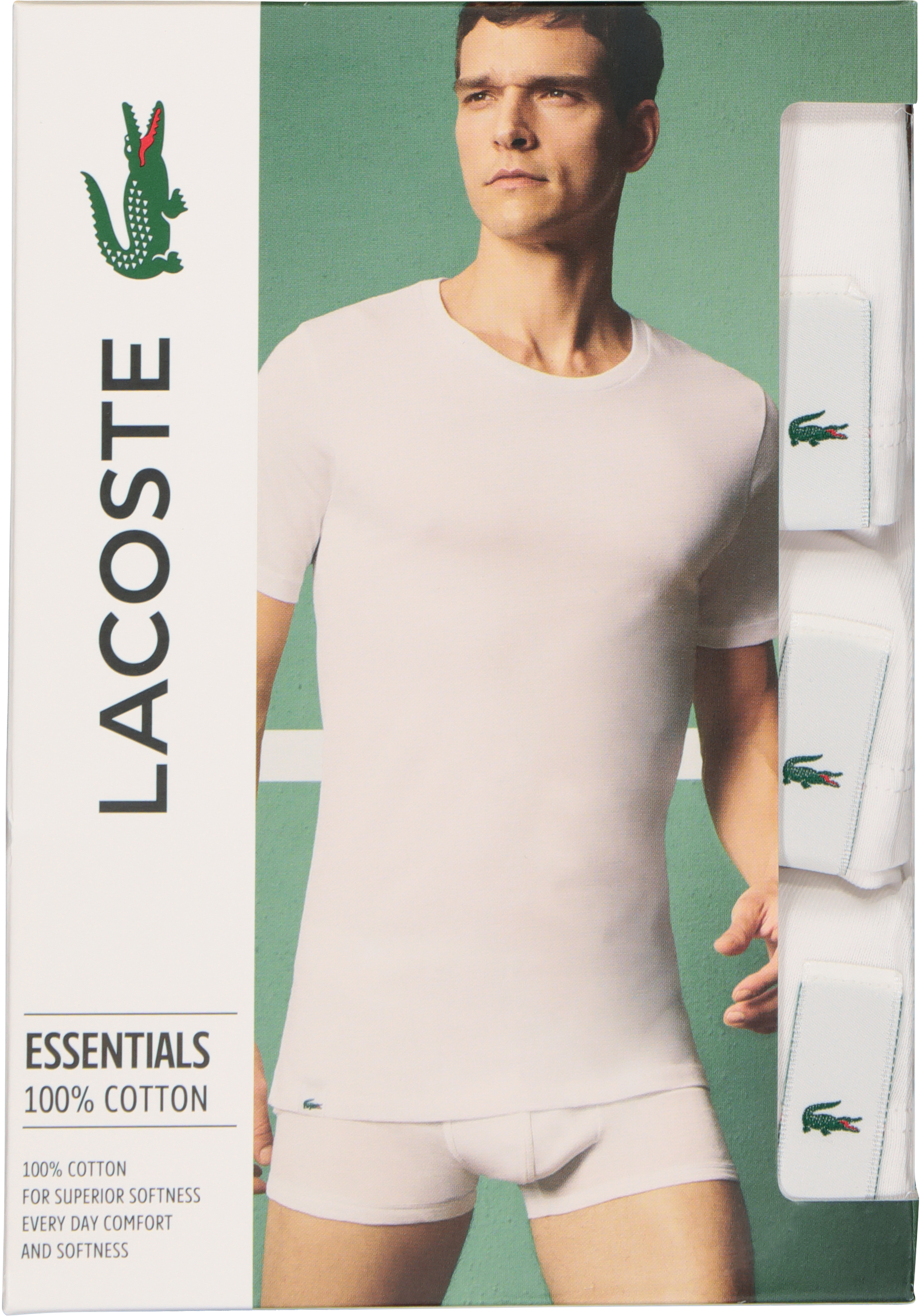 Lacoste T-shirts slim fit (3-pack), heren T-shirts O-hals, wit