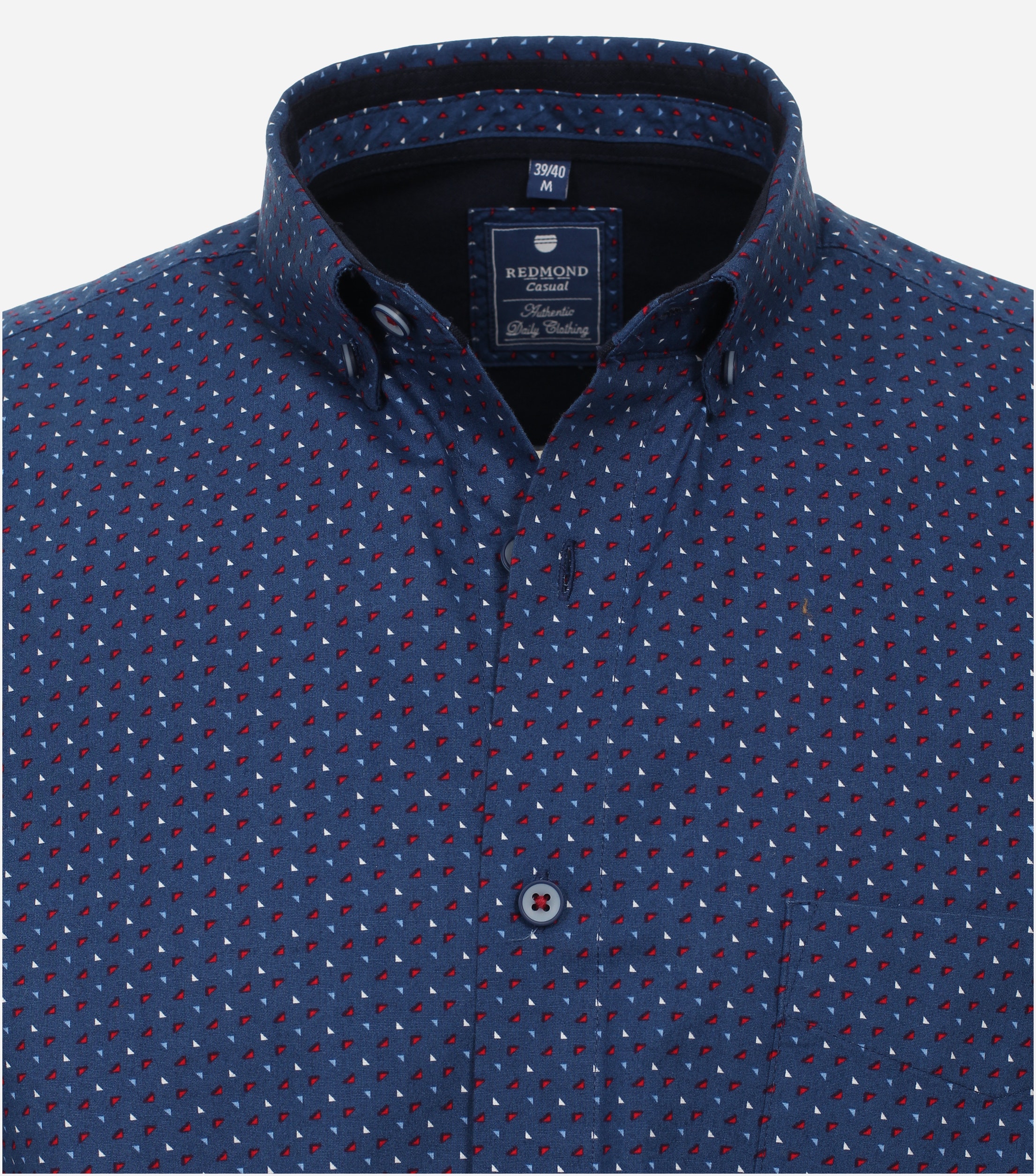 Redmond comfort fit overhemd, popeline, blauw dessin