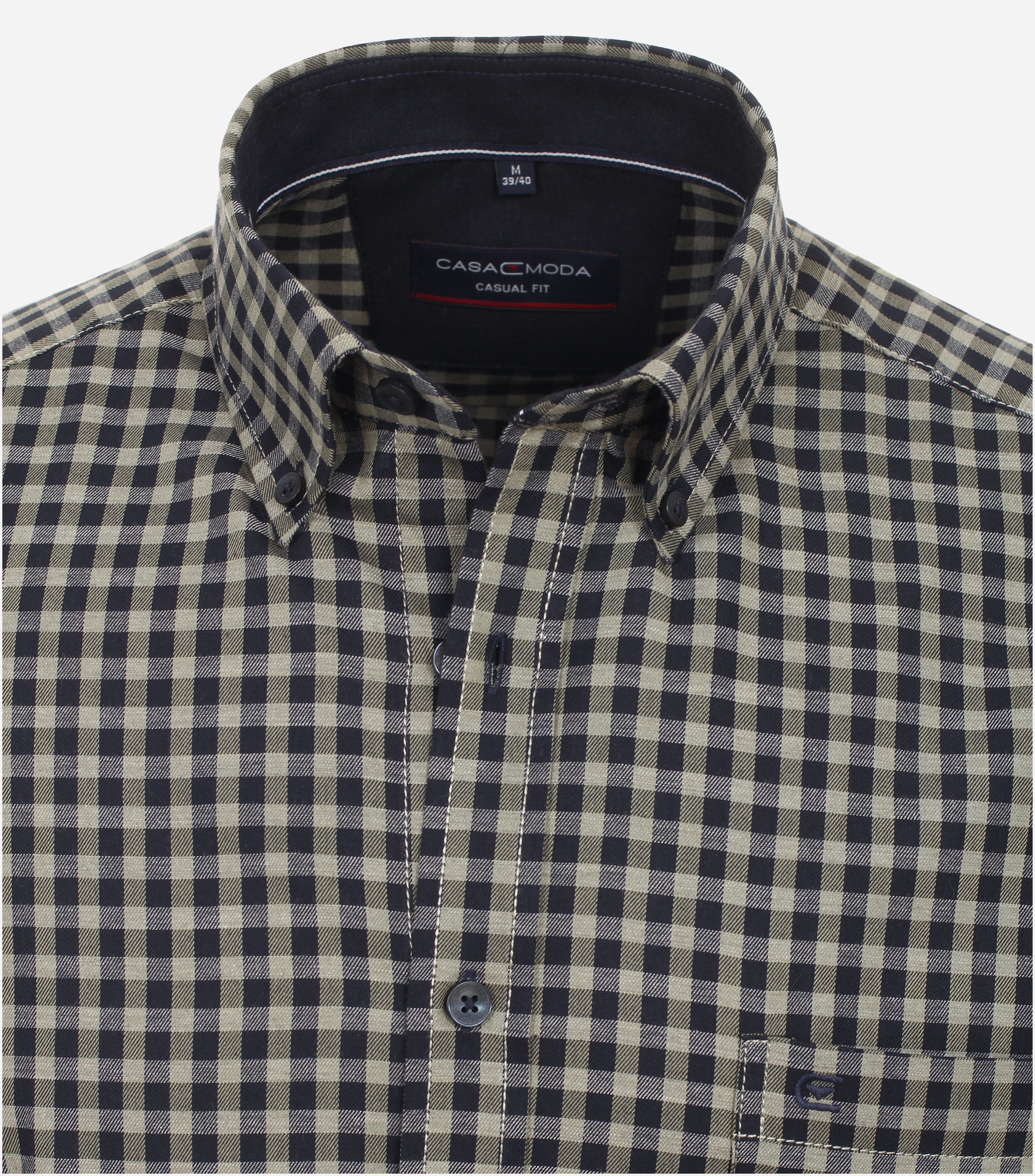 CASA MODA Sport casual fit overhemd, flanel, groen geruit