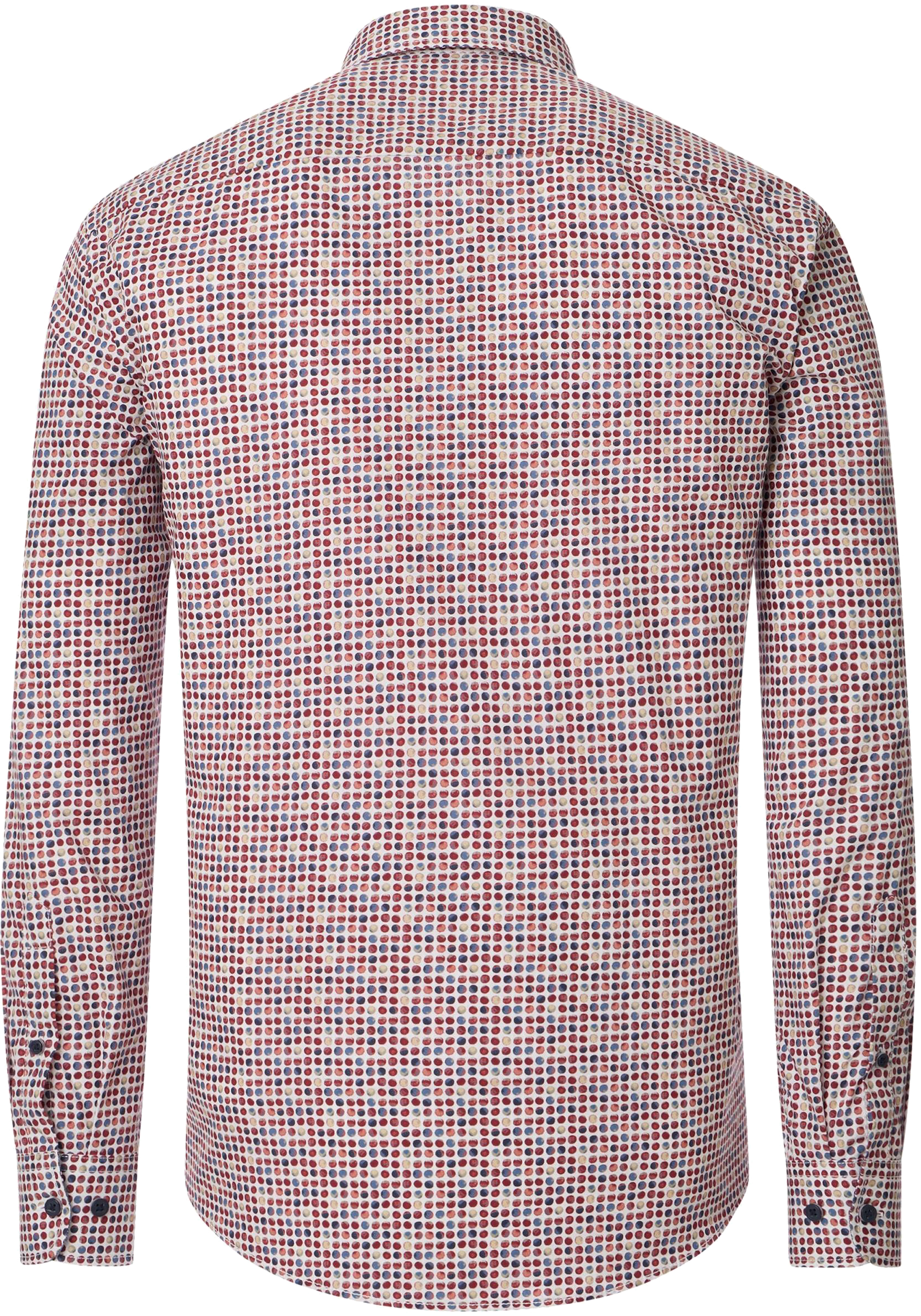 CASA MODA Sport casual fit overhemd, popeline, wit met rood en blauw balletjes dessin