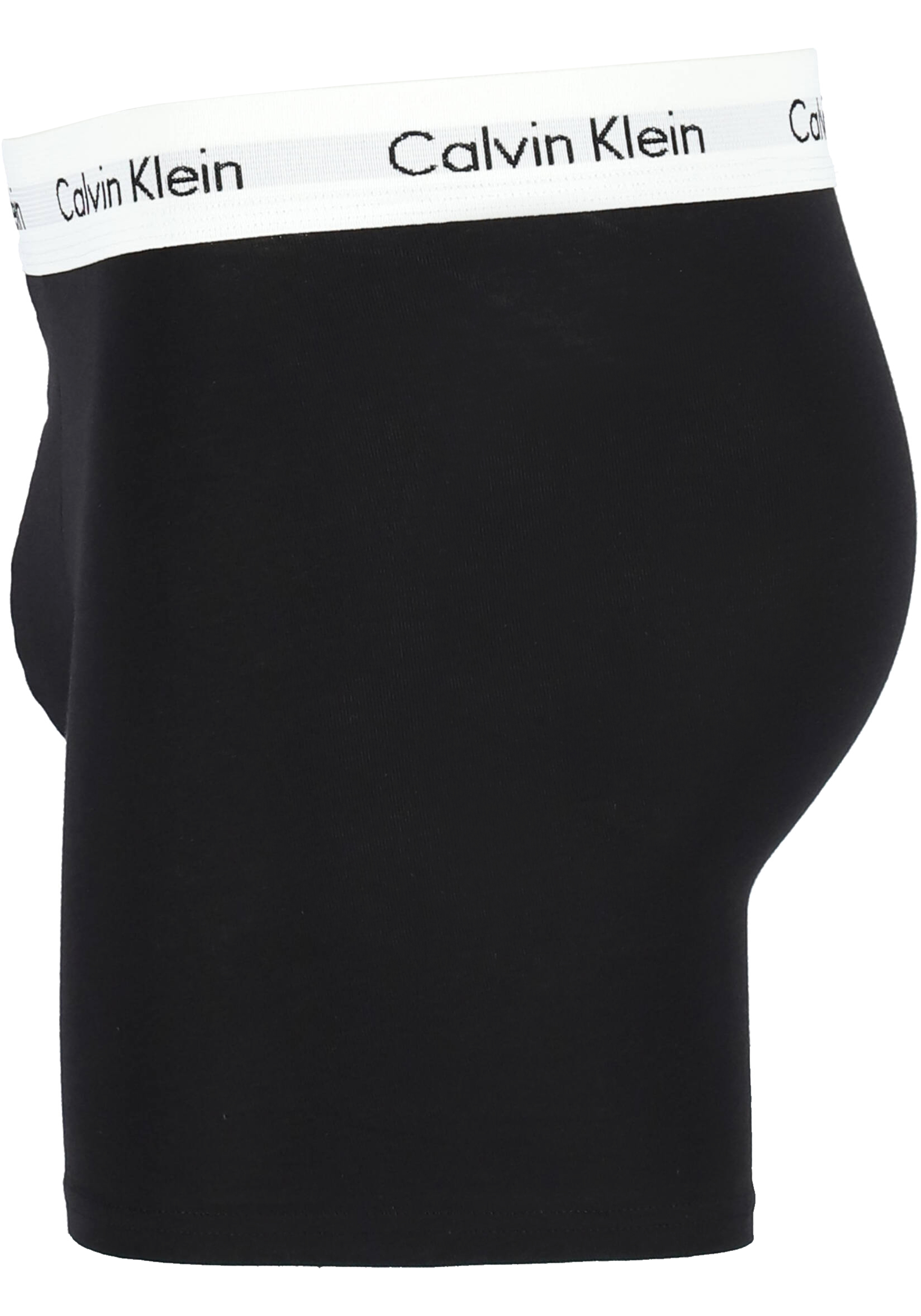 Calvin Klein Cotton Stretch boxer brief (3-pack), heren boxers extra lang, zwart met witte tailleband  