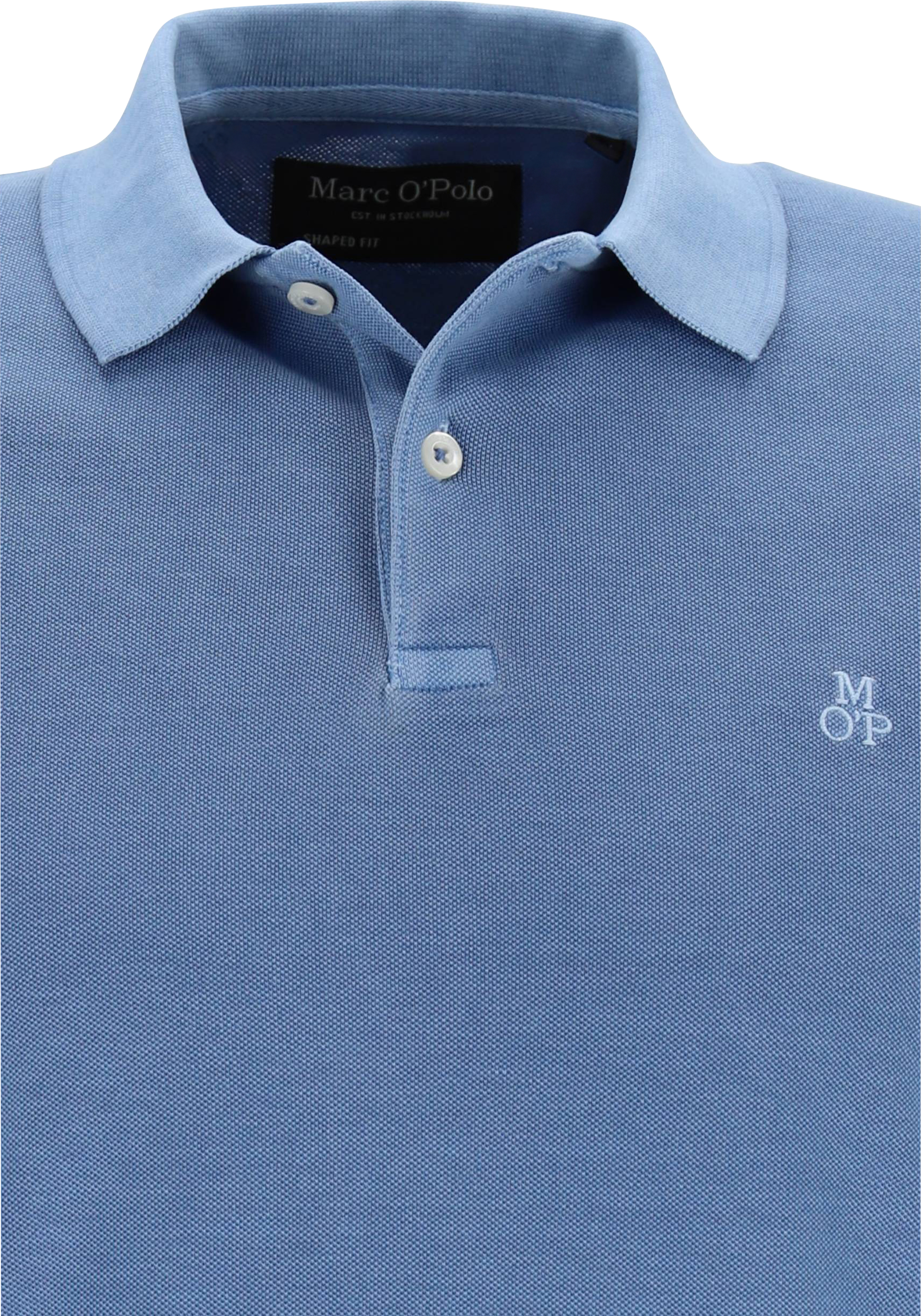 Marc O'Polo shaped fit polo, heren poloshirt korte mouw, middenblauw