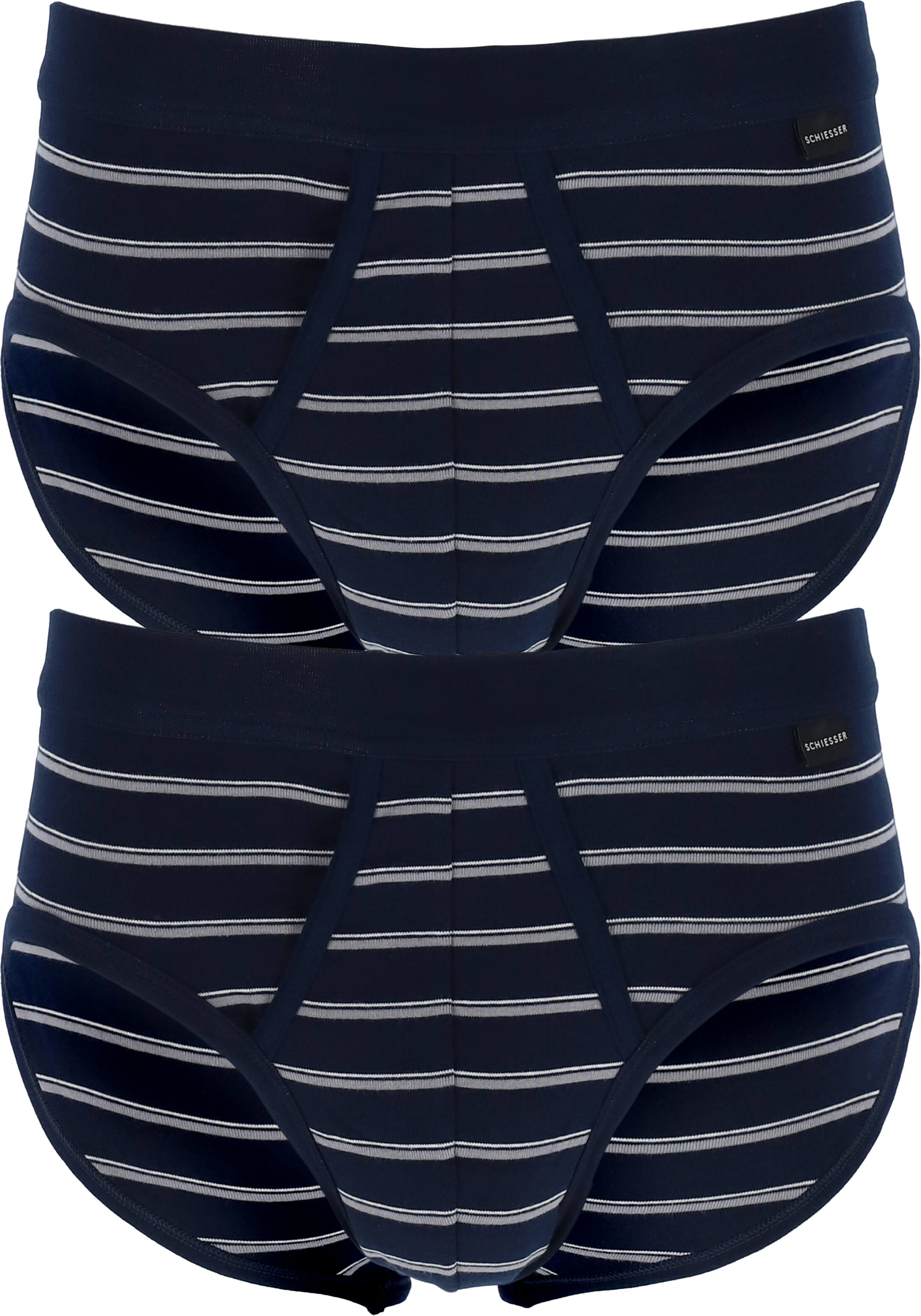 SCHIESSER Original Classics sportslips (2-pack), Feinripp met gulp, donkerblauw gestreept           
