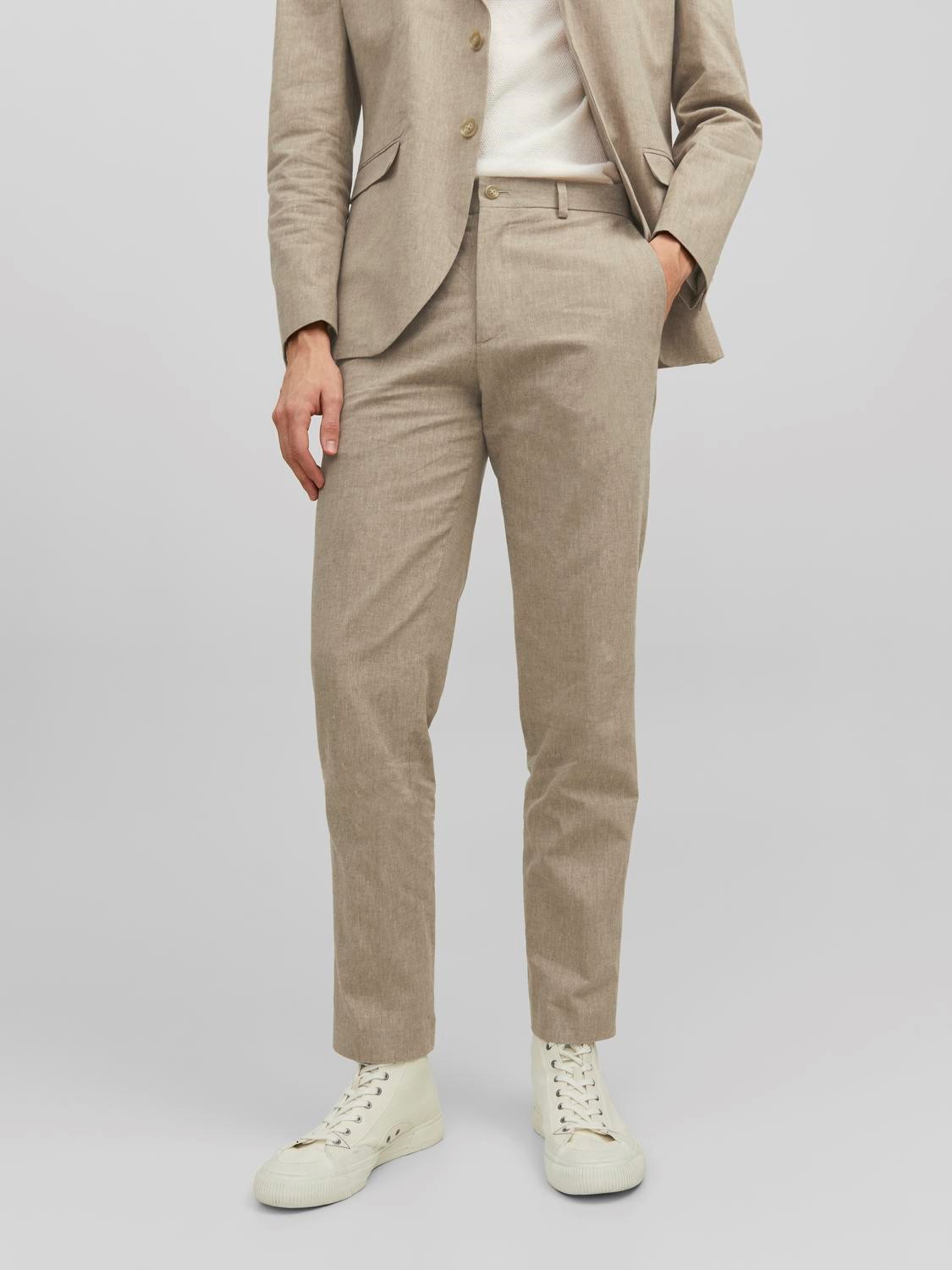 JACK & JONES Riviera Linen Trouser Fit slim fit, heren pantalon, beige