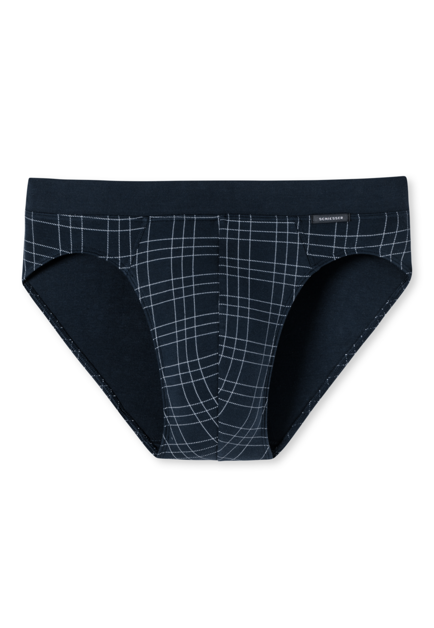 SCHIESSER Fine Interlock slip (1-pack), heren rioslip fijne interlock met patroon nachtblauw/wit