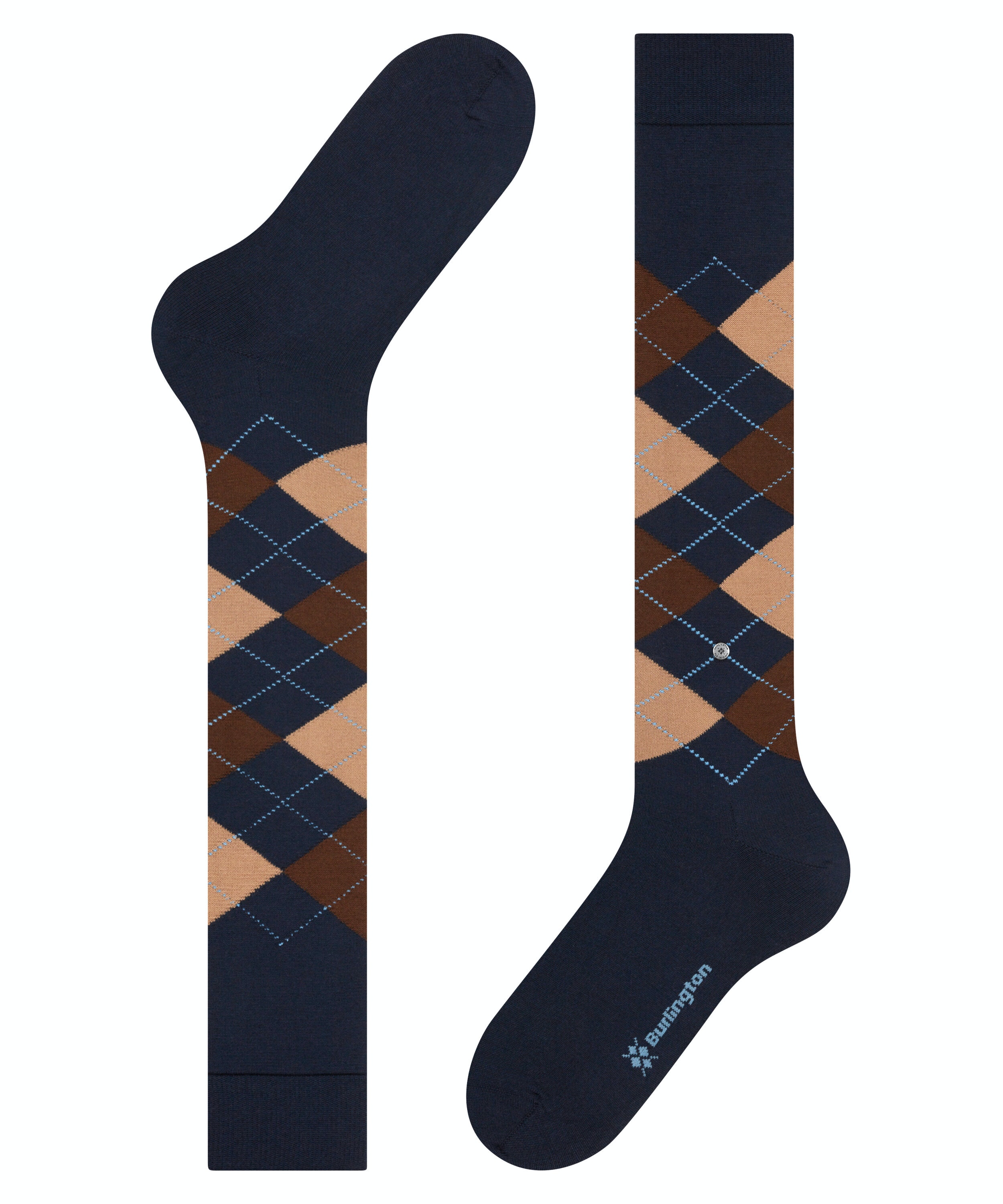 Burlington Edinburgh heren kniekousen, blauw (navy)