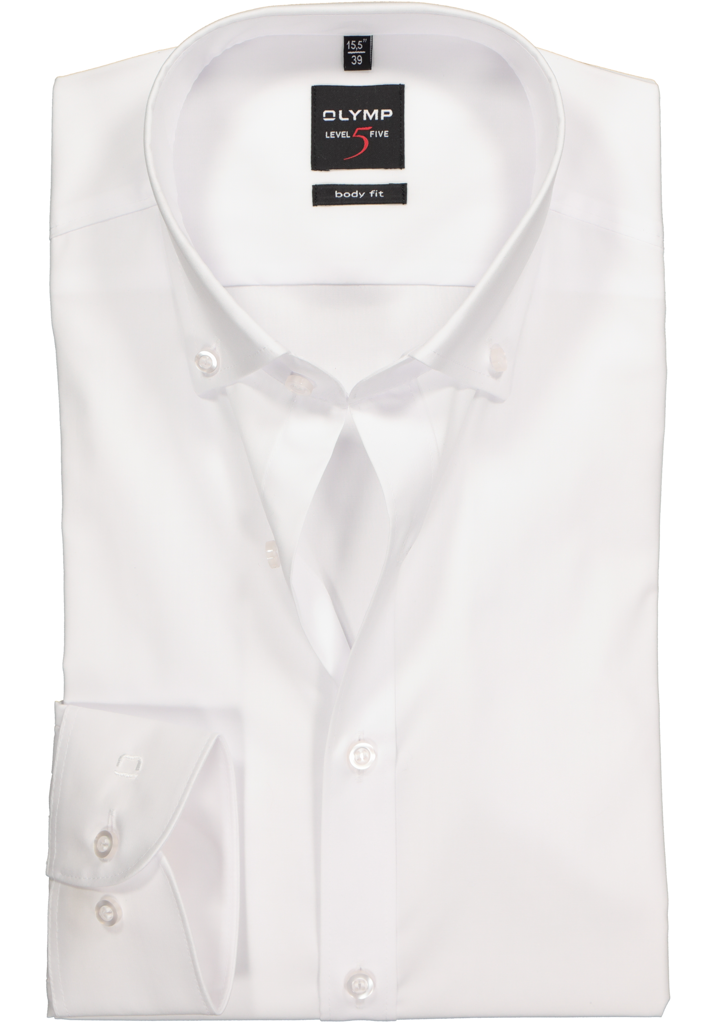OLYMP Level 5 body fit overhemd, wit met button-down kraag
