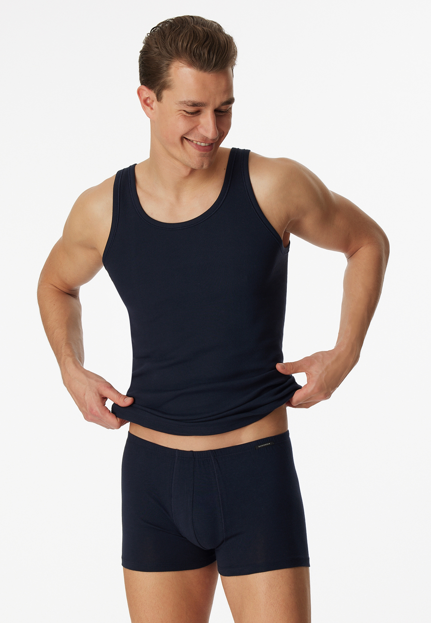 SCHIESSER Cotton Essentials singlet (2-pack), heren onderhemden navy blauw