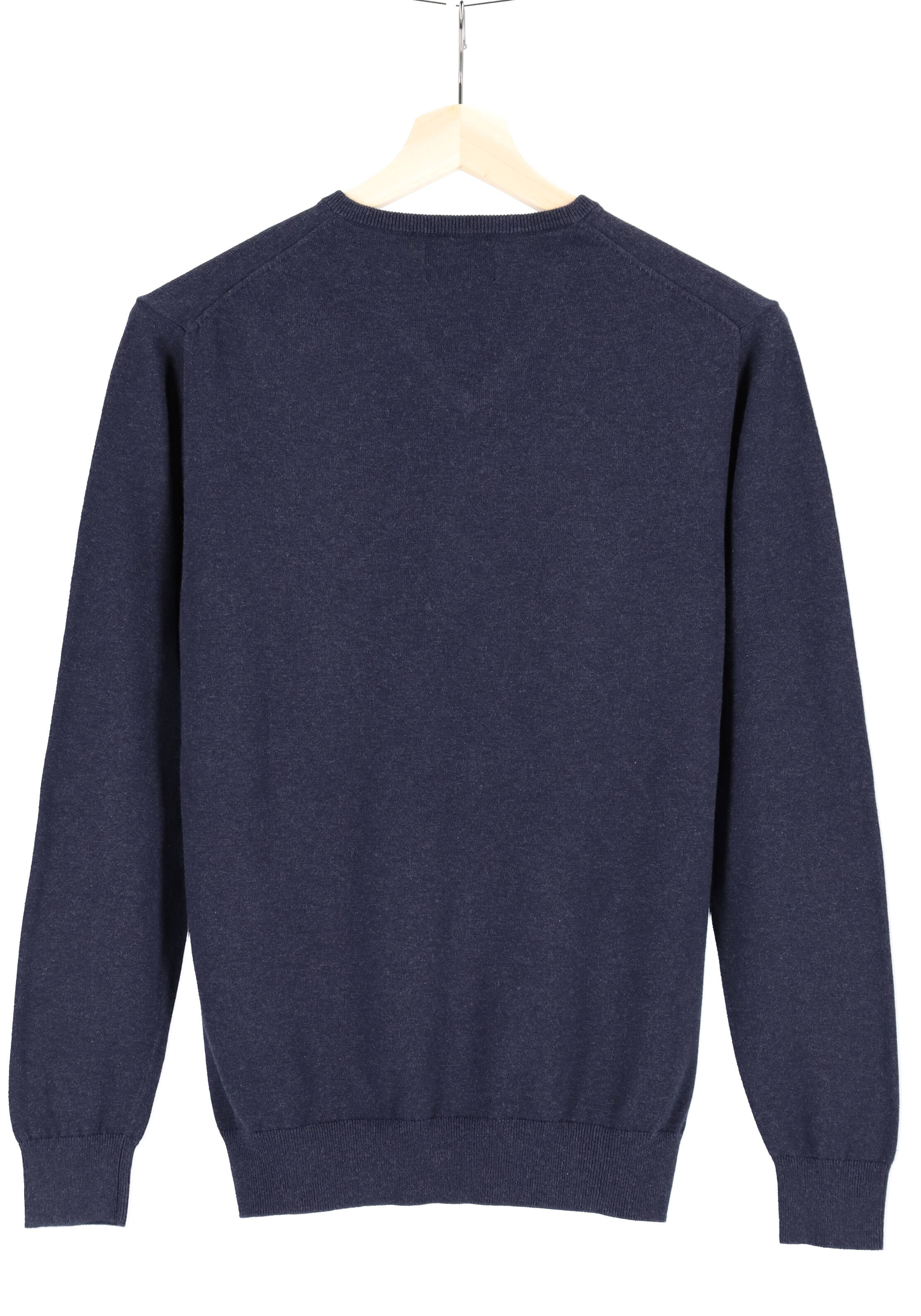 Michaelis heren trui katoen, slim fit met V-hals, marine blauw