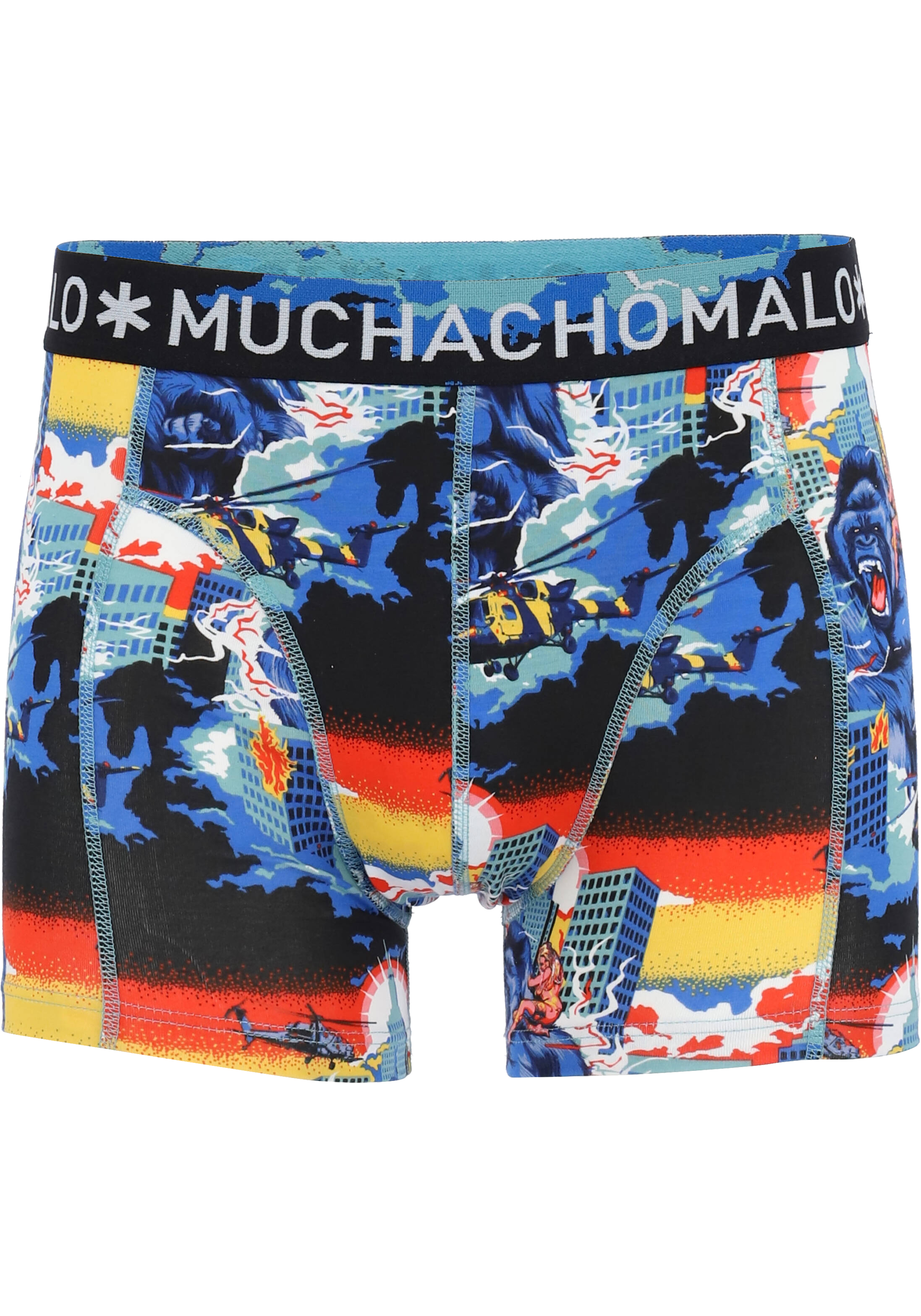 Muchachomalo heren boxershorts (4-pack), shorts King Kong Cuban Link, print, blauw, zwart