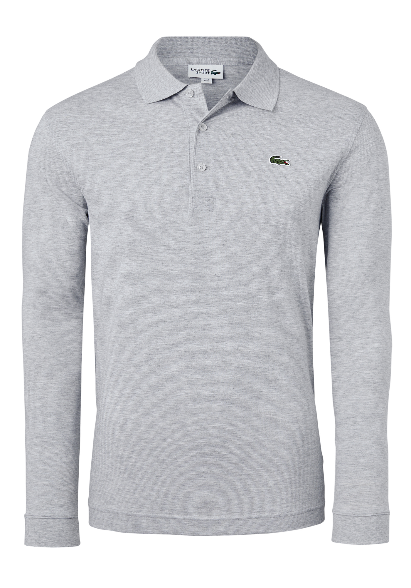 Lacoste Sport polo regular fit stretch, heren poloshirt lange mouwen, grijs melange