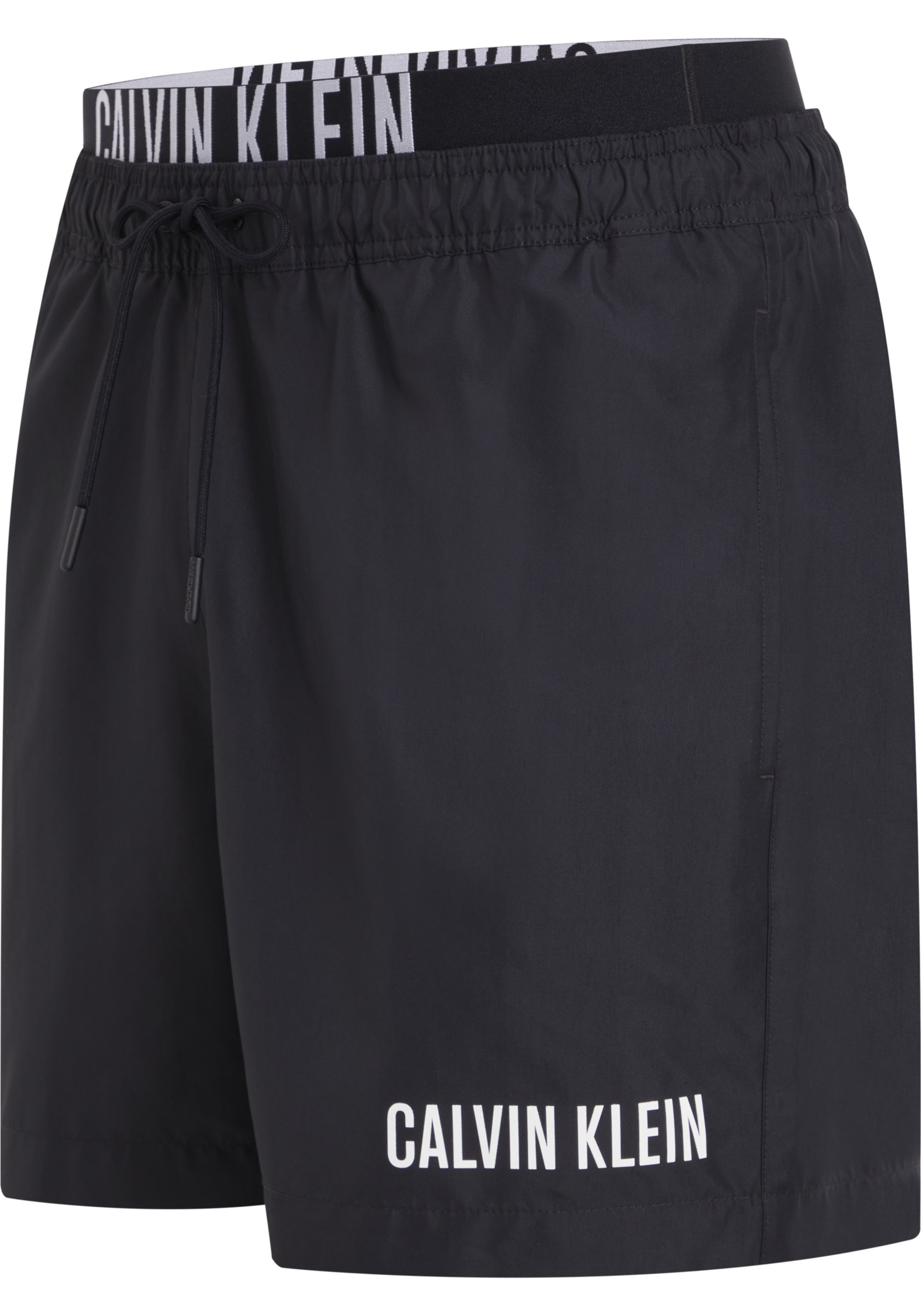 Calvin Klein Medium Drawstring double waistband swimshort, heren zwembroek, zwart