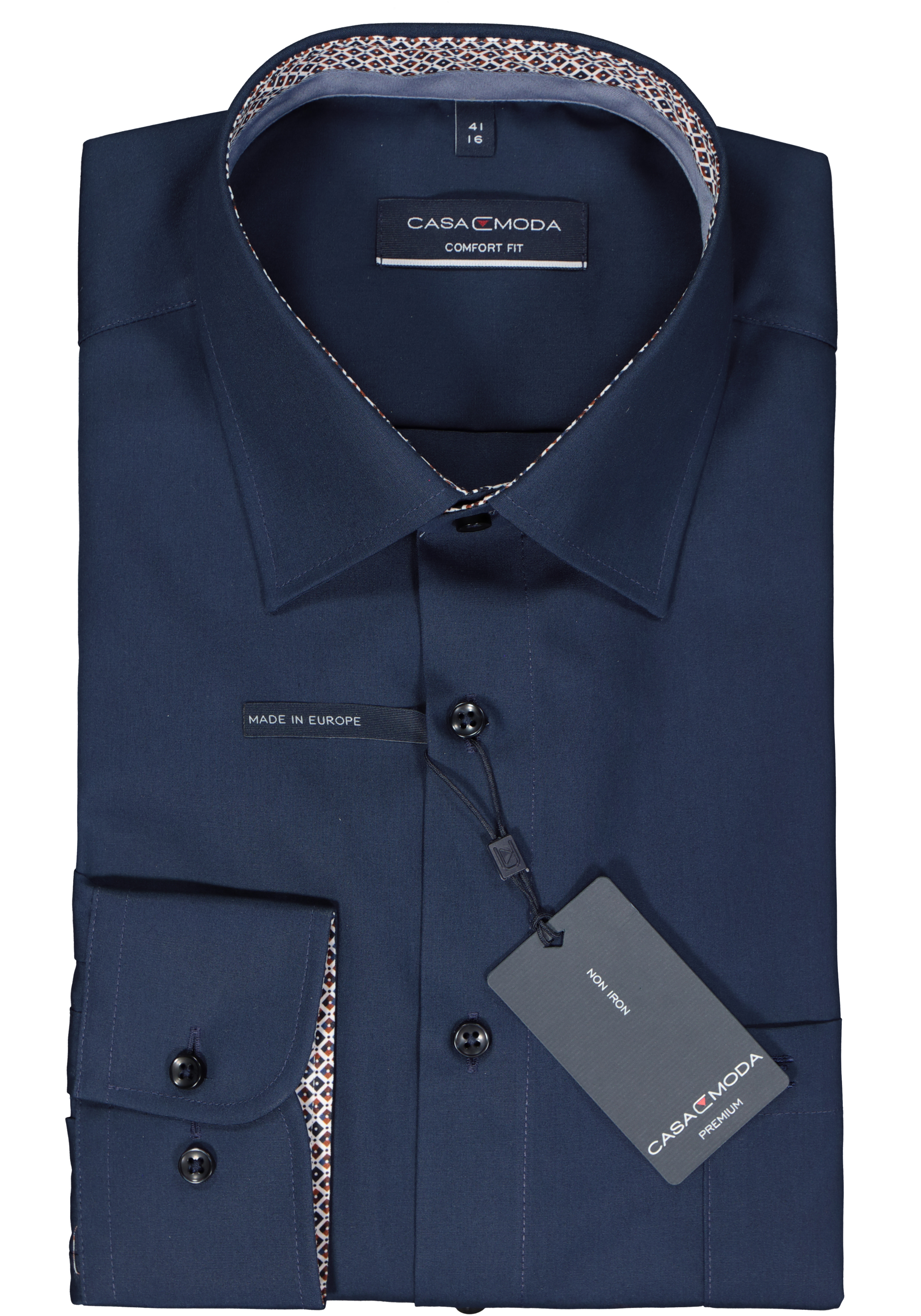 CASA MODA comfort fit overhemd, popeline, donkerblauw