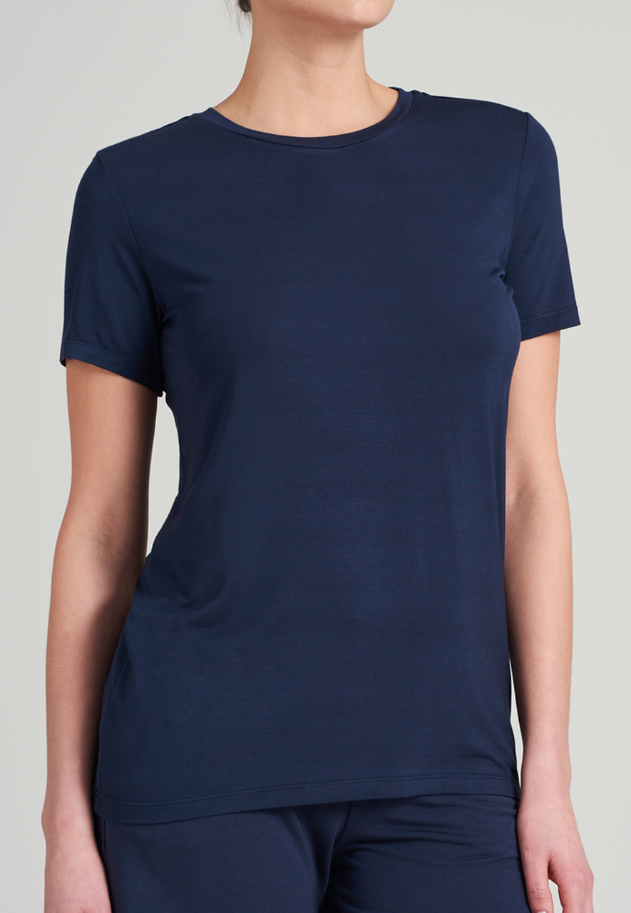 SCHIESSER Mix+Relax T-shirt, dames shirt korte mouwen modal blauw