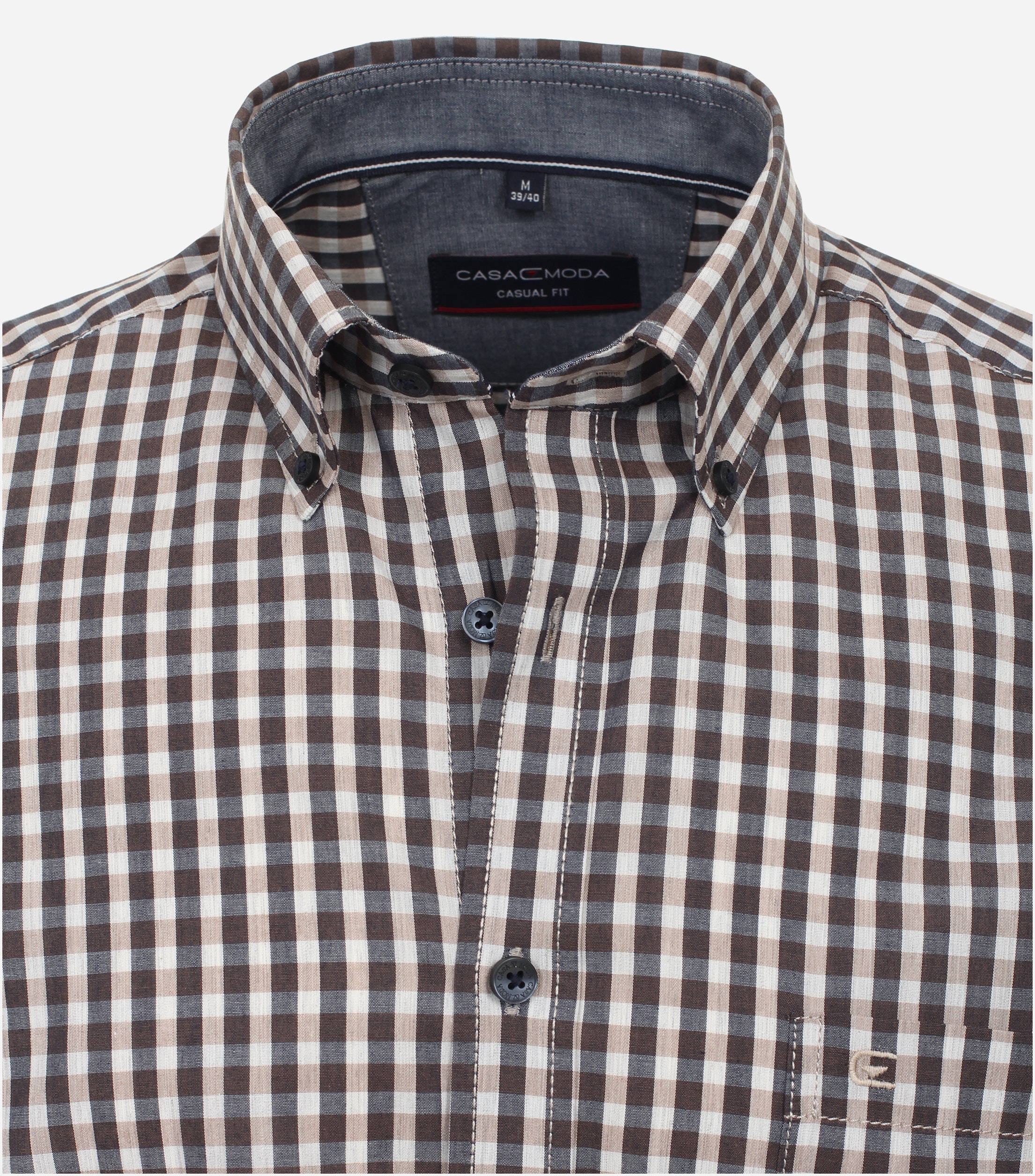 CASA MODA Sport casual fit overhemd, structuur, beige geruit