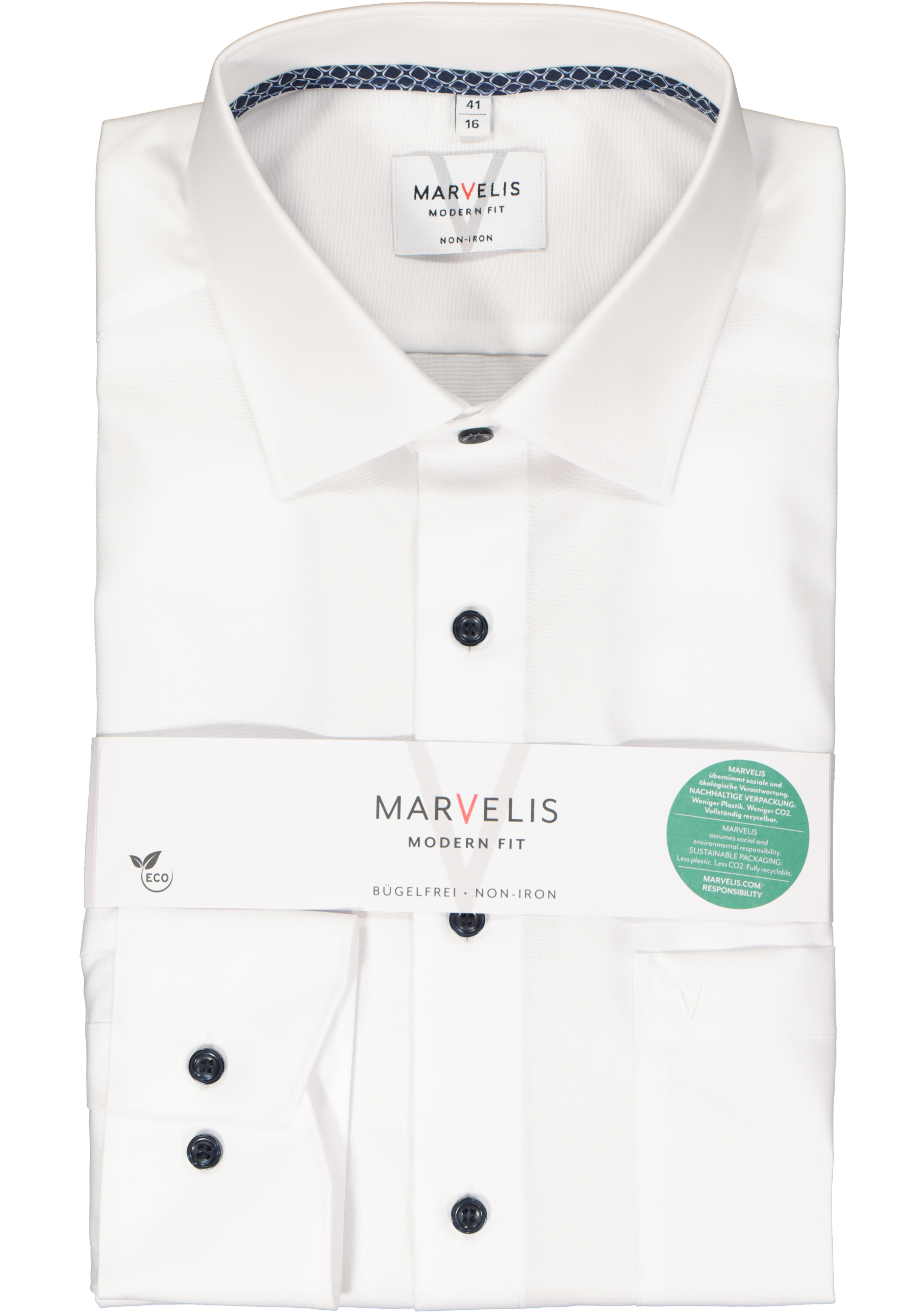MARVELIS modern fit overhemd, structuur, wit