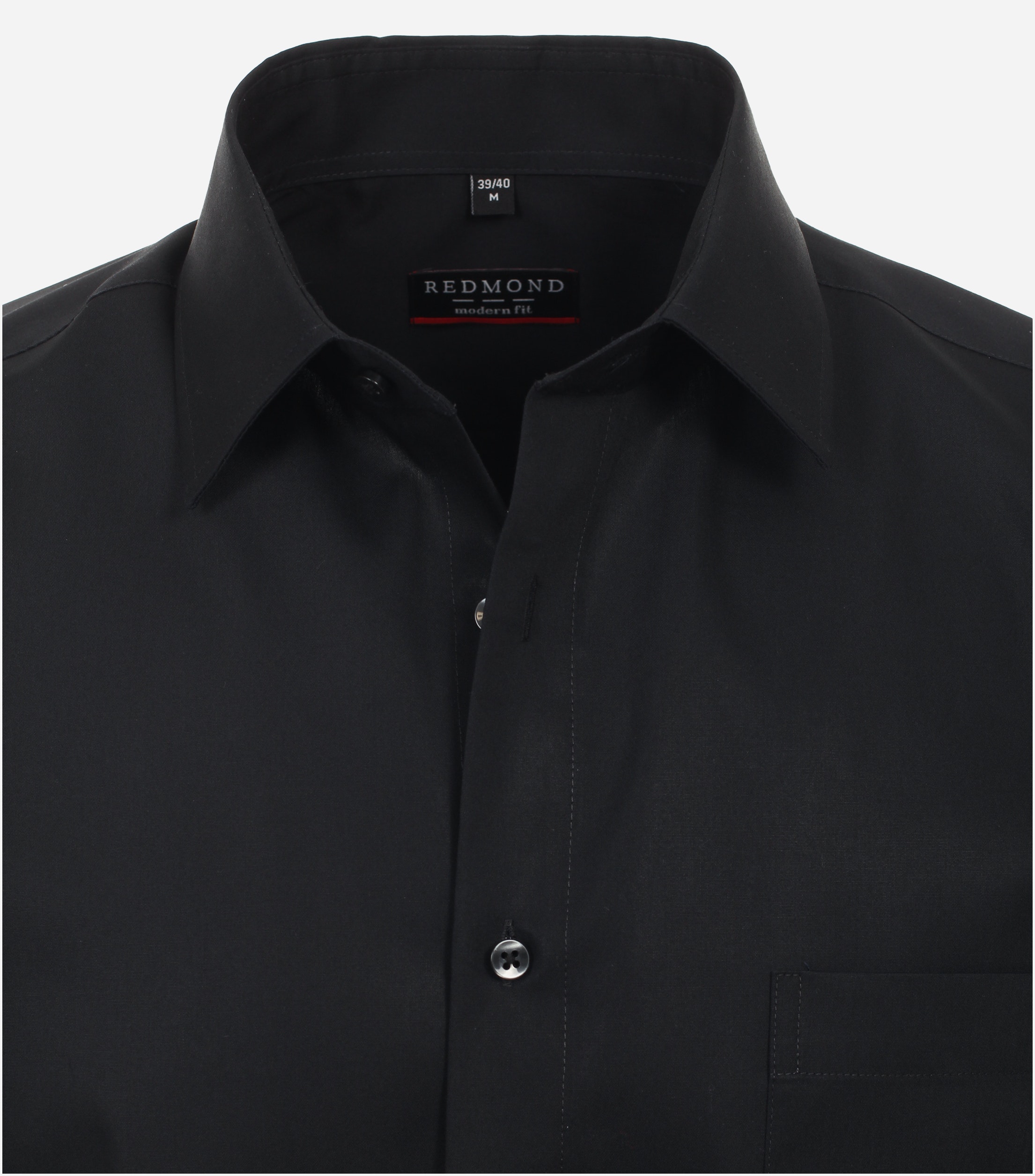 Redmond modern fit overhemd, popeline, zwart