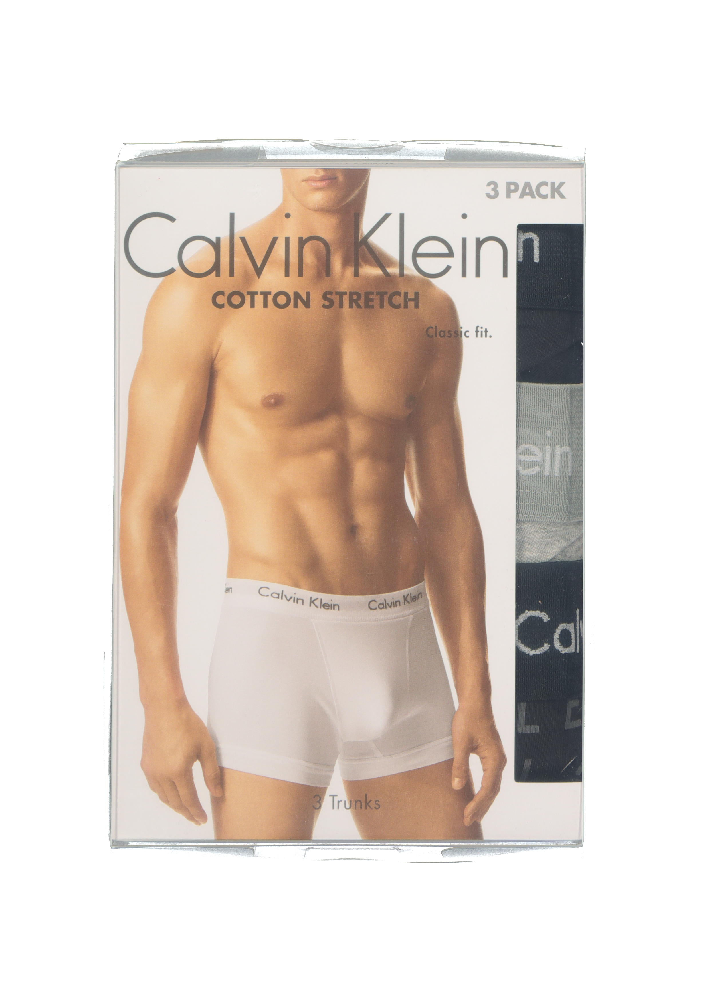 Calvin Klein trunks (3-pack), heren boxers normale lengte, zwart, grijs en logo print