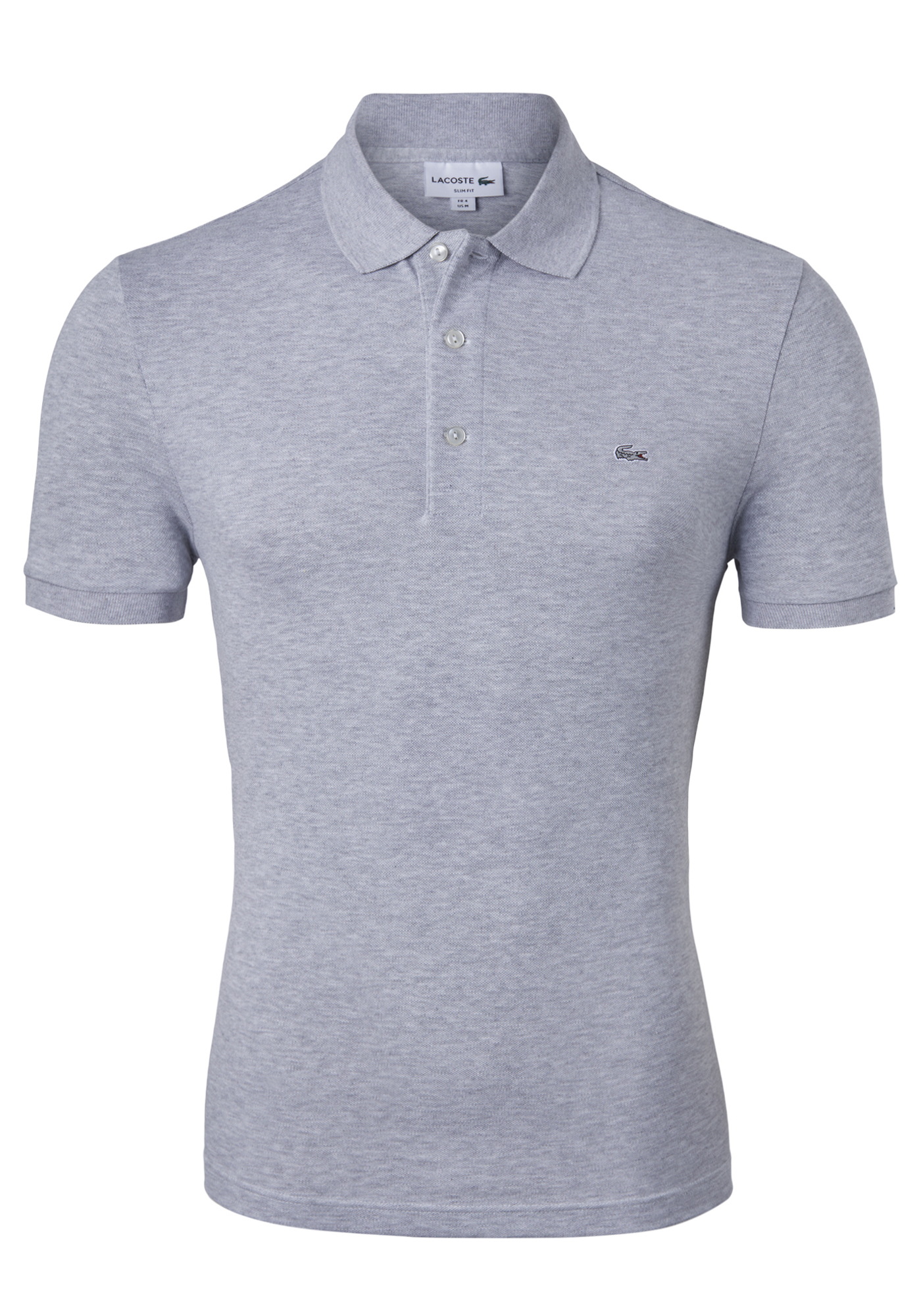 Lacoste stretch slim fit polo, heren polo extra getailleerd, zilvergrijs melange