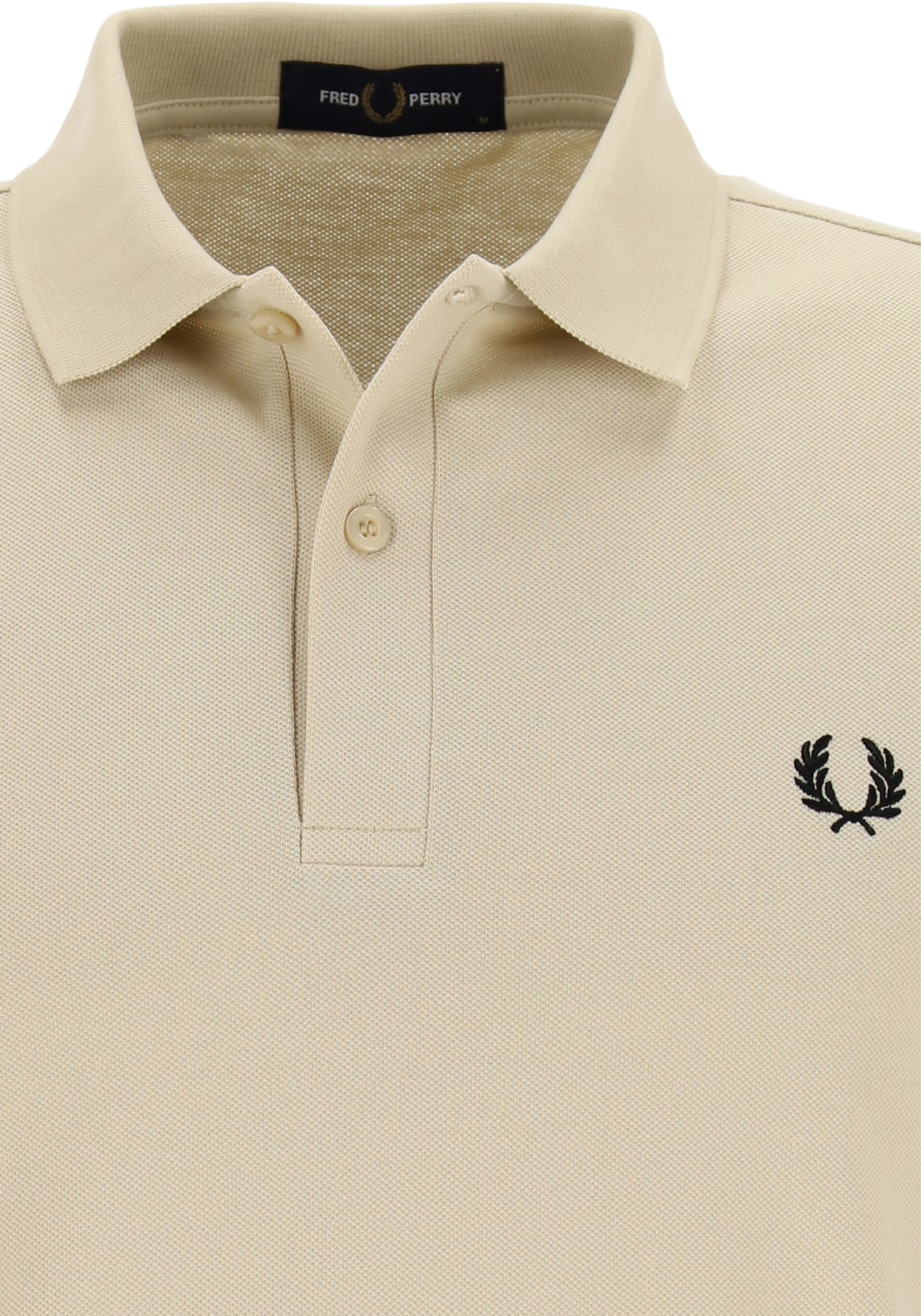 Fred Perry M6000 polo plain shirt, pique, Oatmeal  /  Black