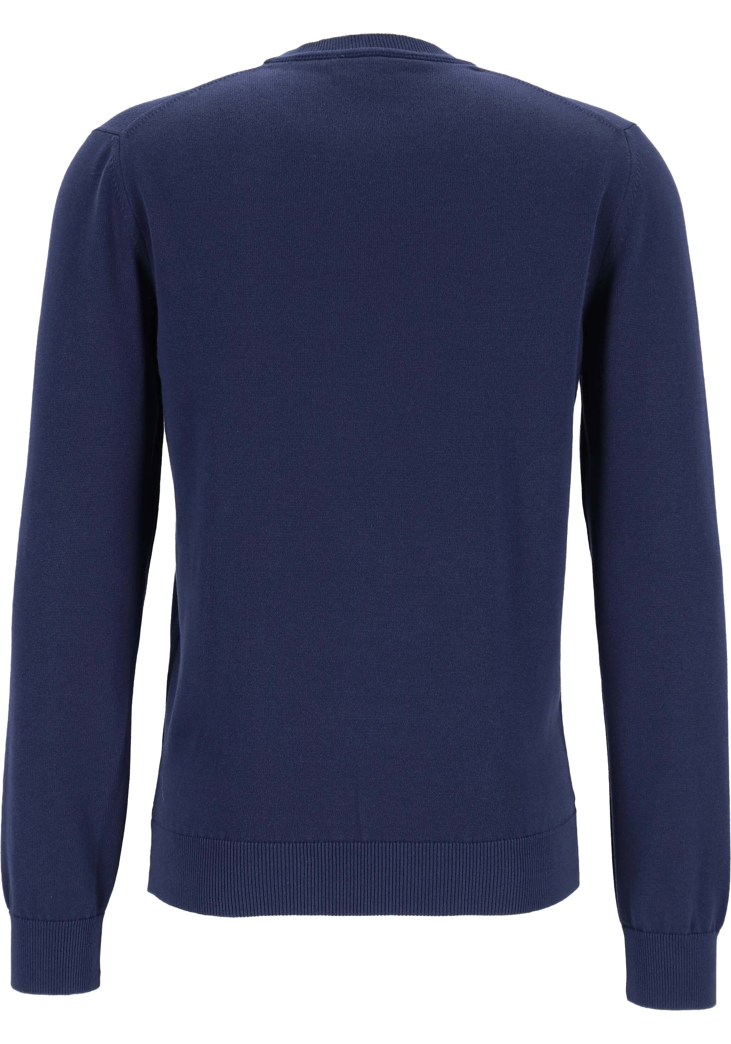 Lacoste trui katoen O-hals, gebreide heren trui, donkerblauw