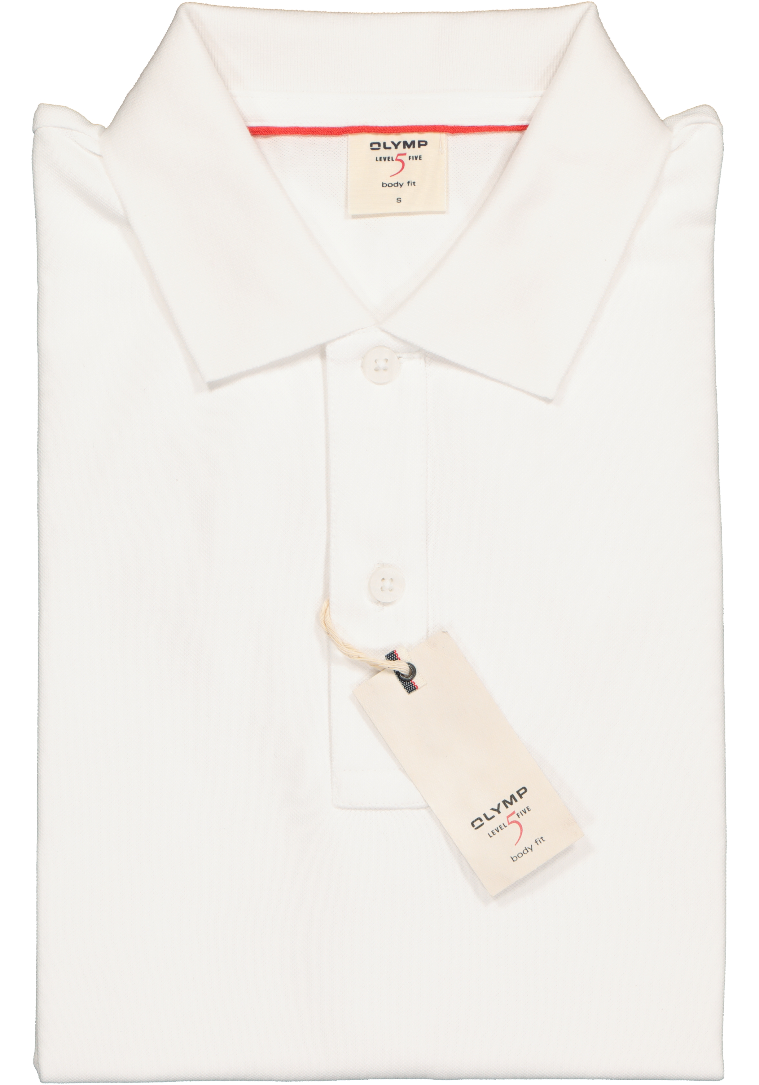 OLYMP Level 5 body fit poloshirt, stretch, wit