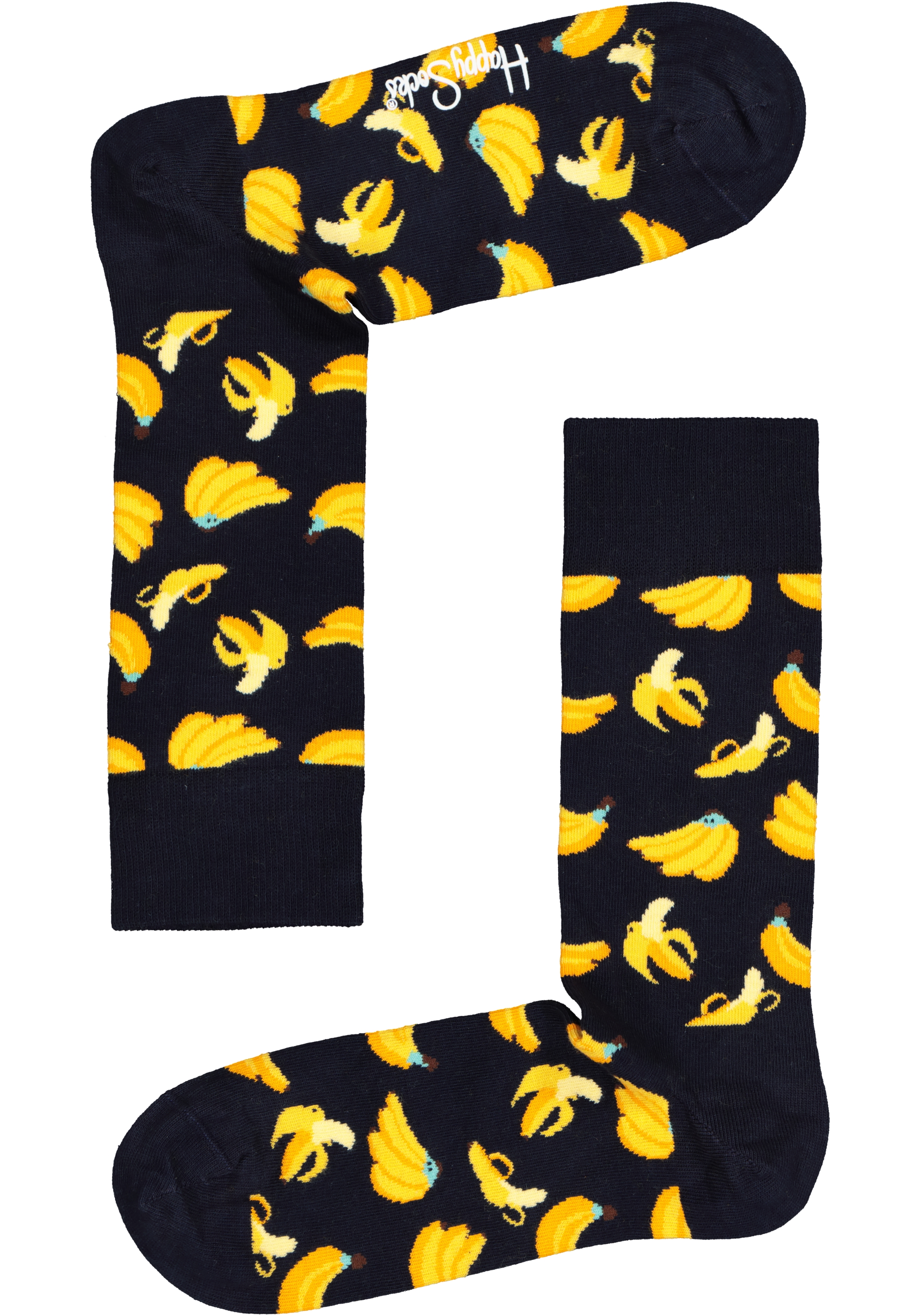 Happy Socks Banana Sock, gele bananen op zwart