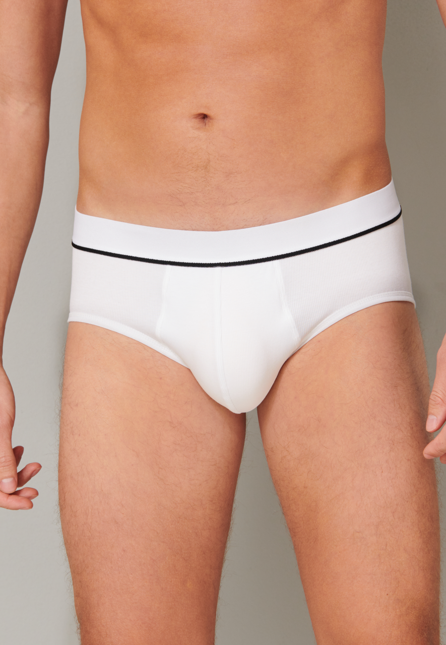 SCHIESSER Retro Rib slip (1-pack), heren midi-slip dubbelrib biologisch katoen wit