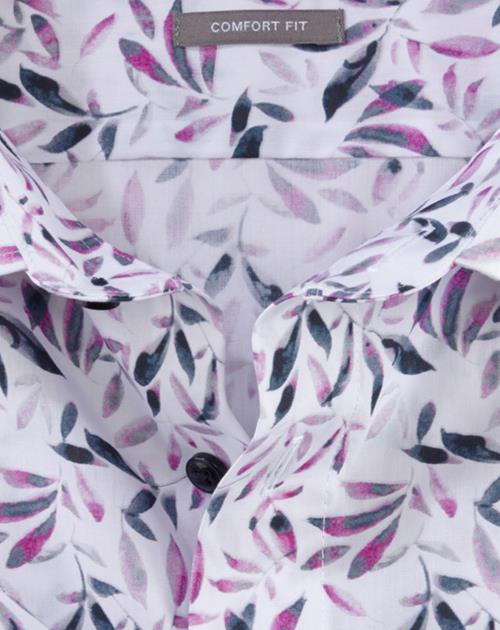 OLYMP Luxor comfort fit overhemd, korte mouw, popeline, roze dessin