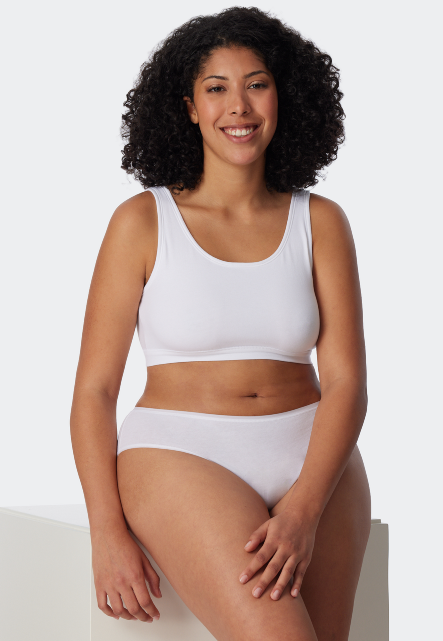 SCHIESSER 95/5 bralette (-pack), dames bustier in dubbelpack, zonder cups in biologisch katoen wit