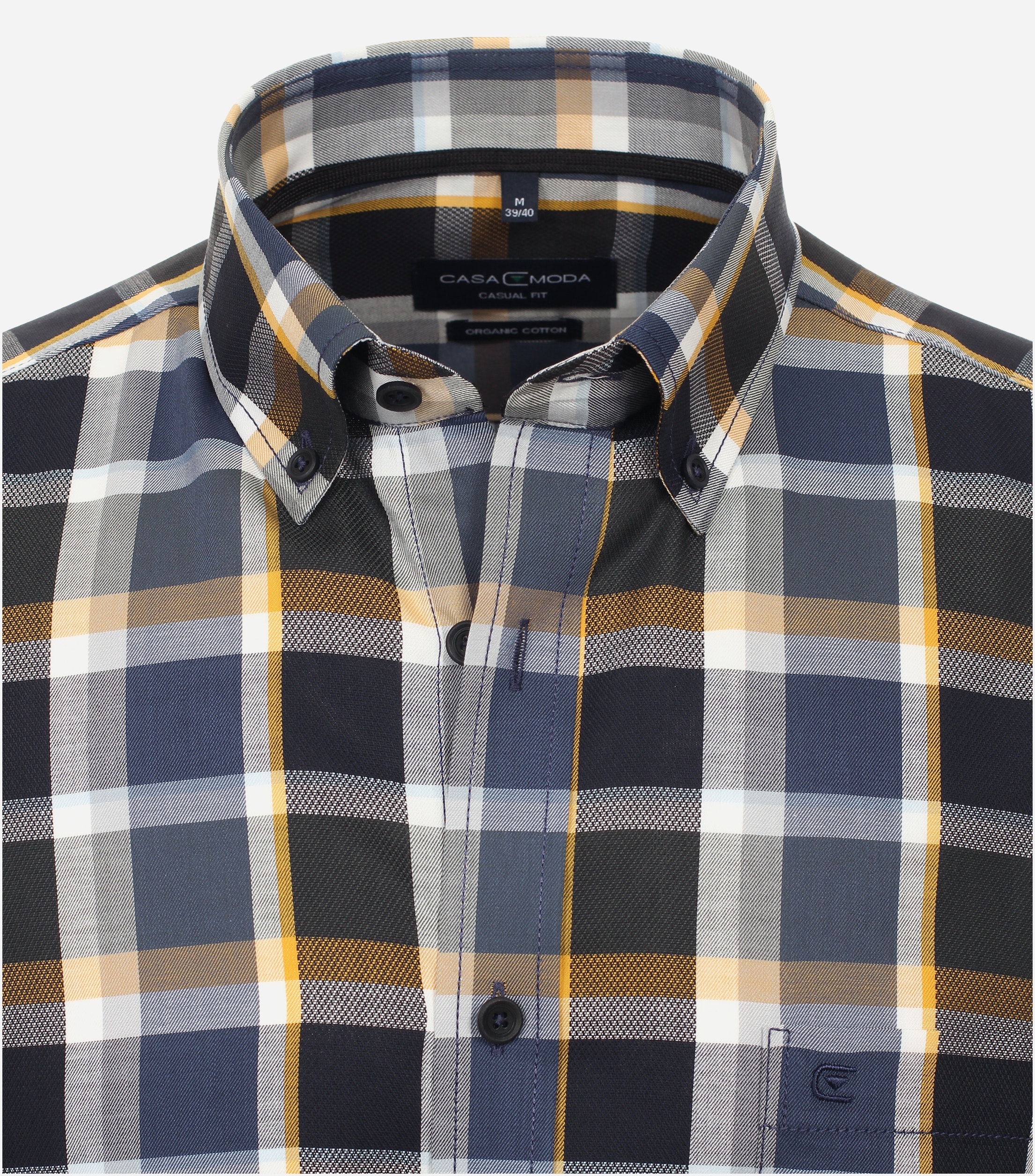 CASA MODA Sport casual fit overhemd, dobby, groen geruit