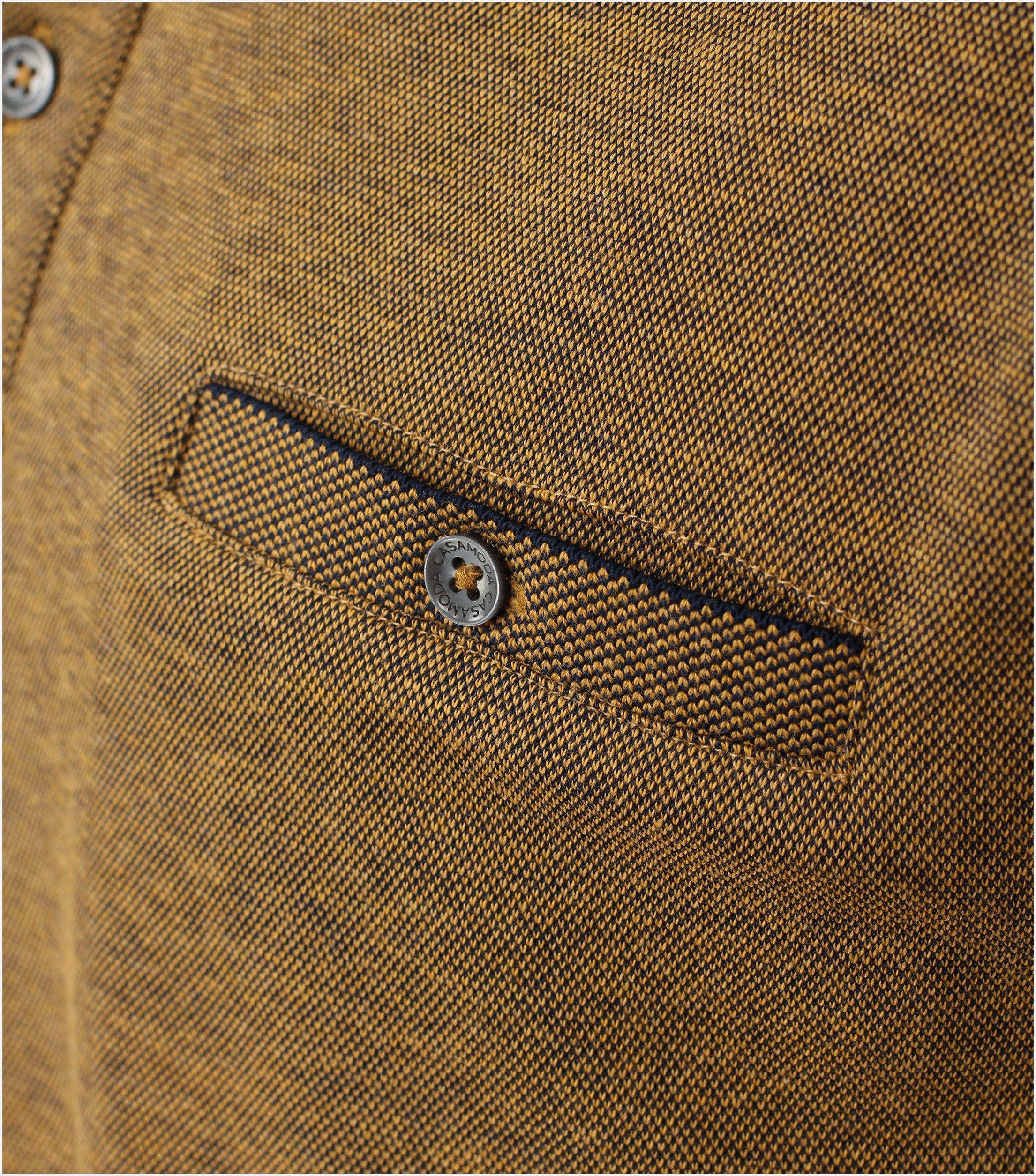 CASA MODA comfort fit polo lange mouw, geel melange