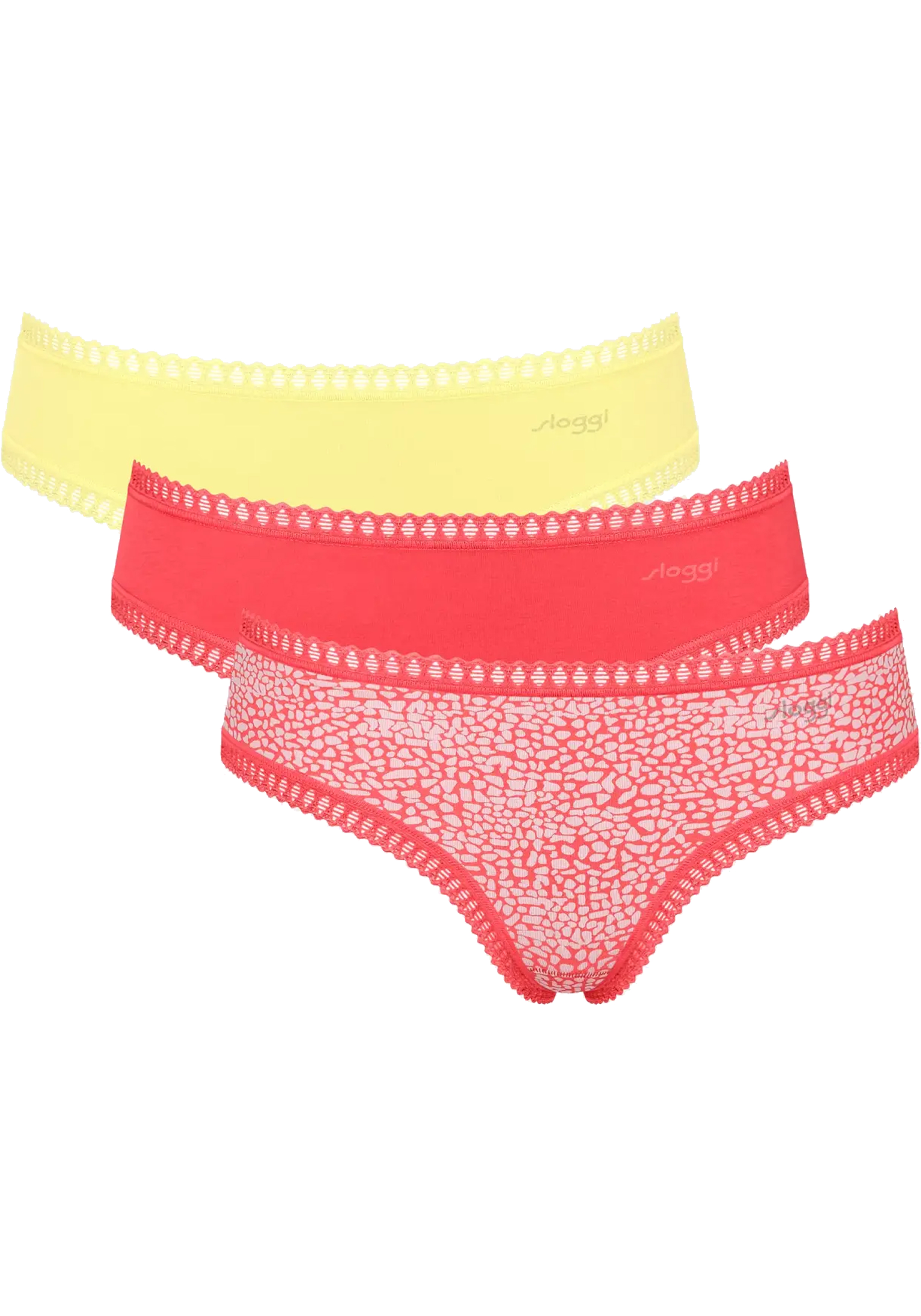 Sloggi Women GO Crush Hipster (3-pack), dames slip, geel, oranjerood, print