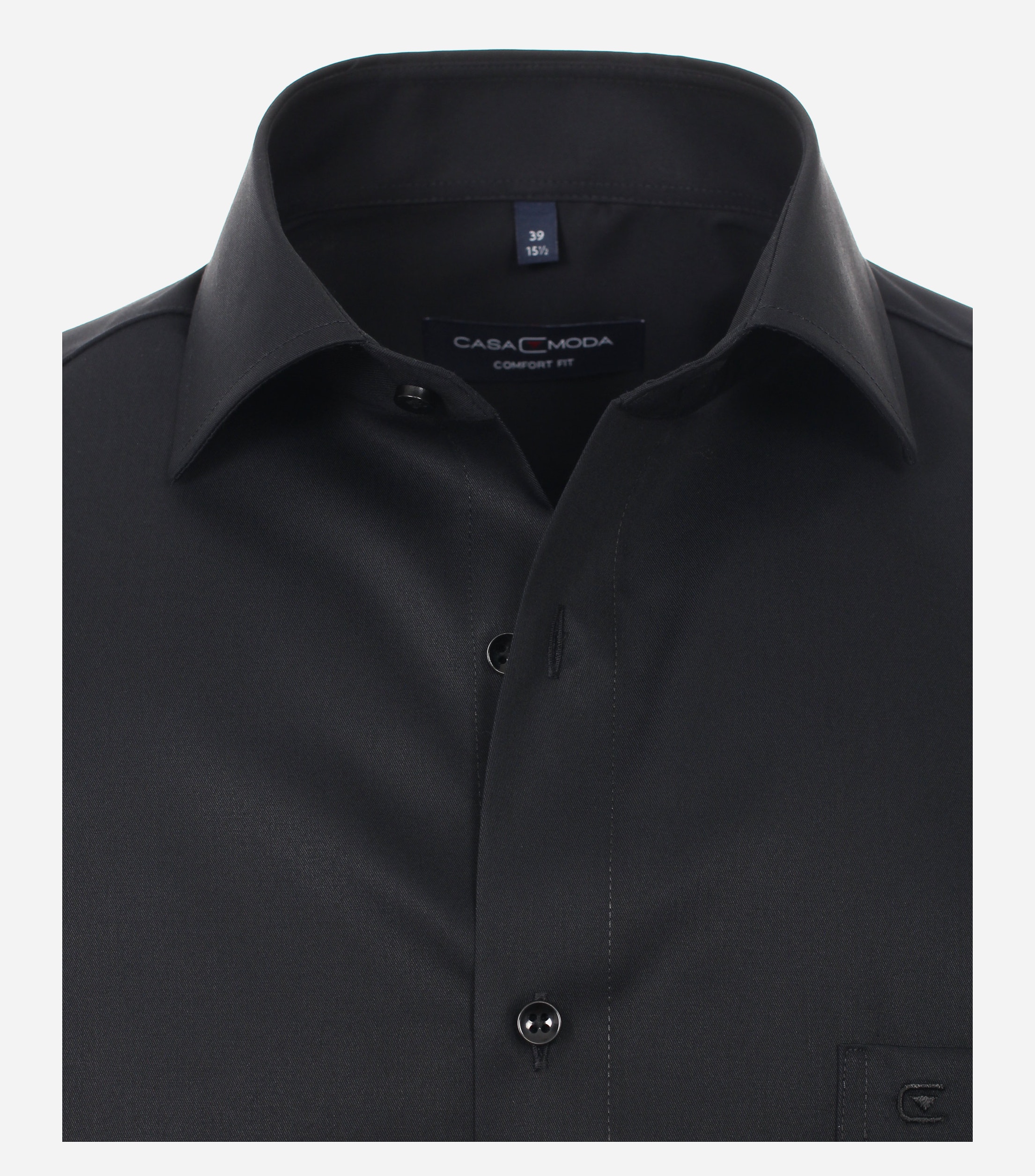 CASA MODA comfort fit overhemd, mouwlengte 7, twill, zwart