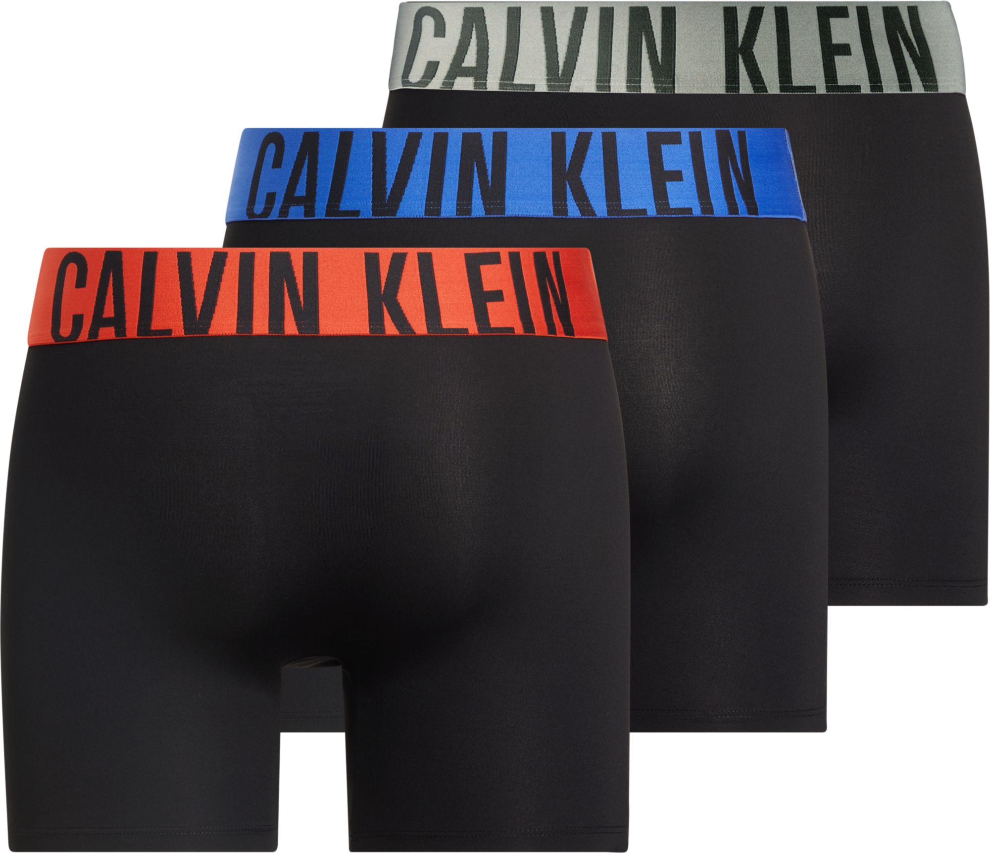 Calvin Klein Boxer Briefs (3-pack), heren boxers extra lang, zwart met gekleurde tailleband