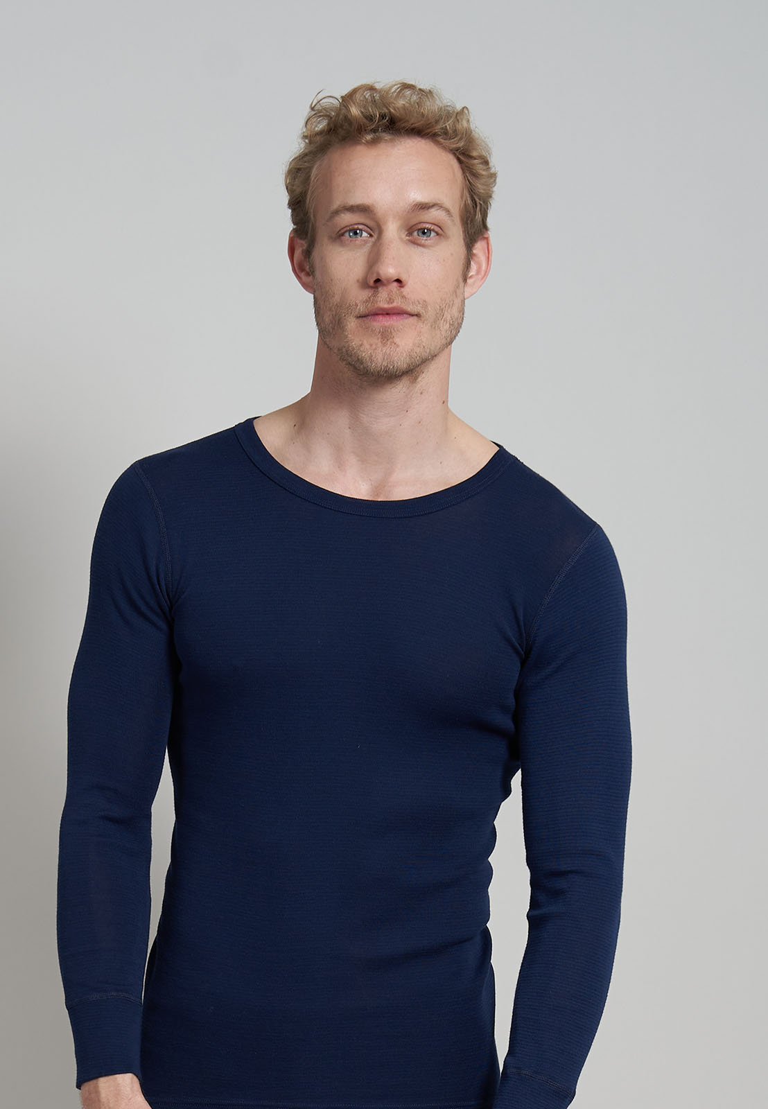 Ceceba heren T-shirt lange mouw met O-hals (1-pack), donkerblauw